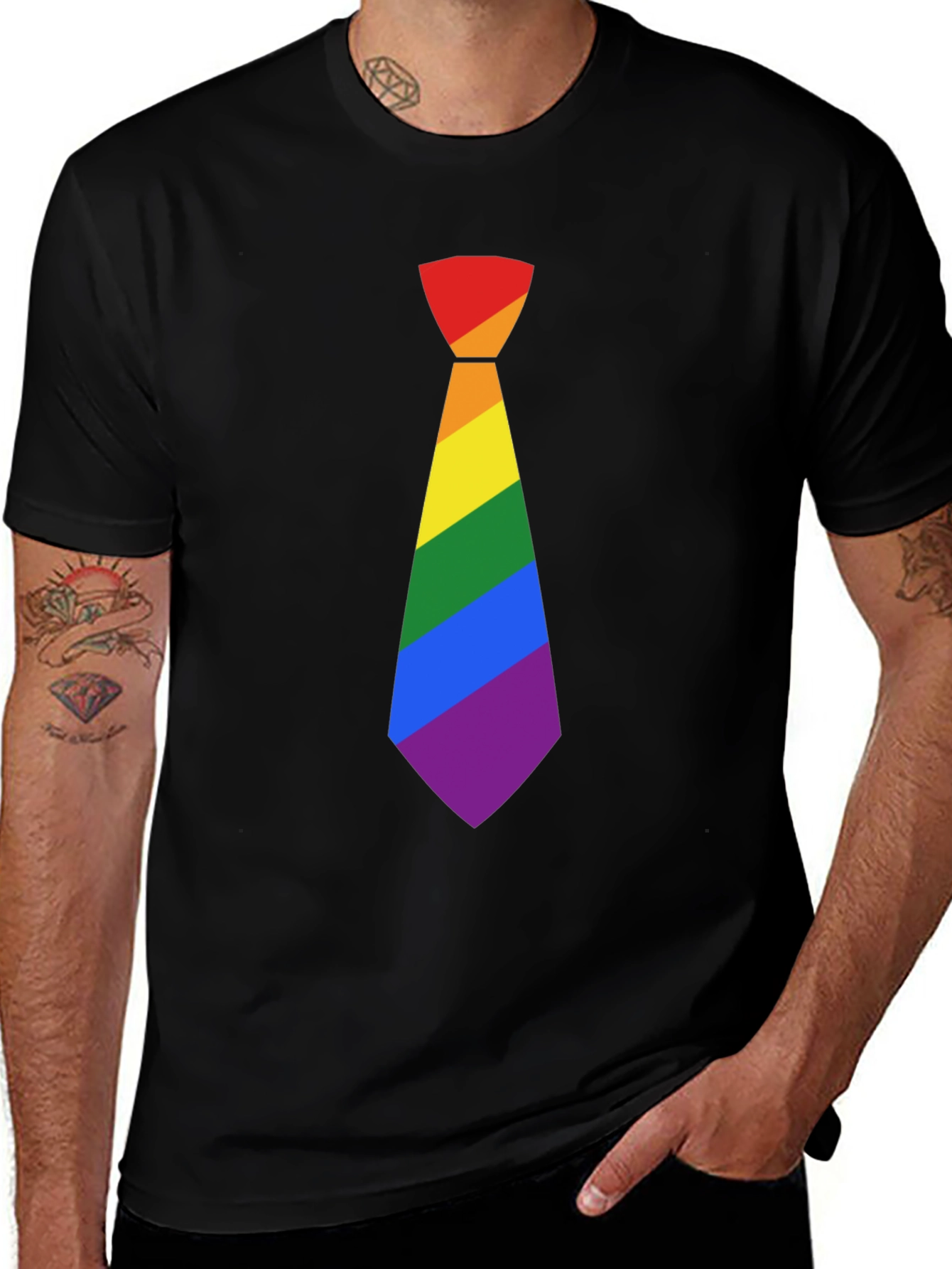 LGBT Pride Rainbow Tie Black T-Shirt