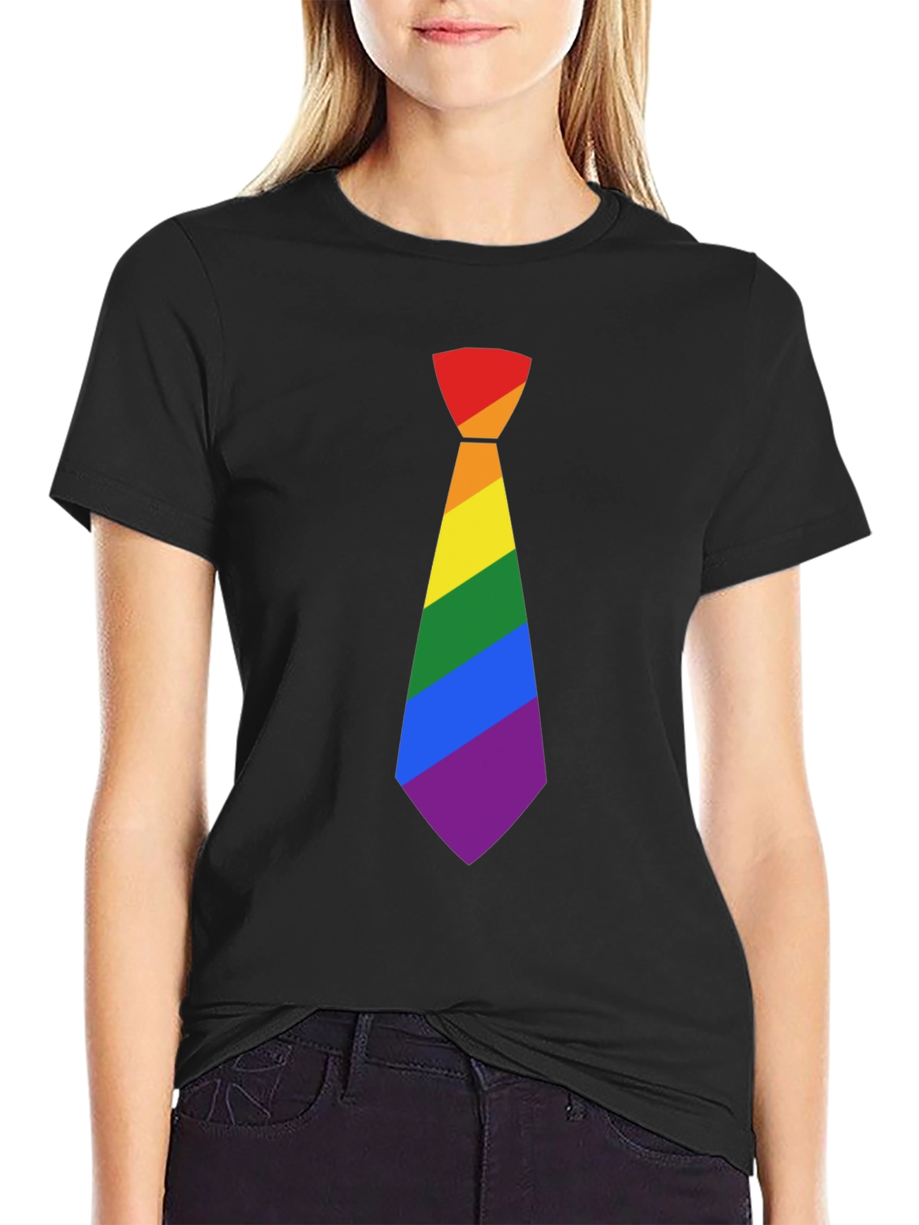 LGBT Pride Rainbow Tie Black T-Shirt