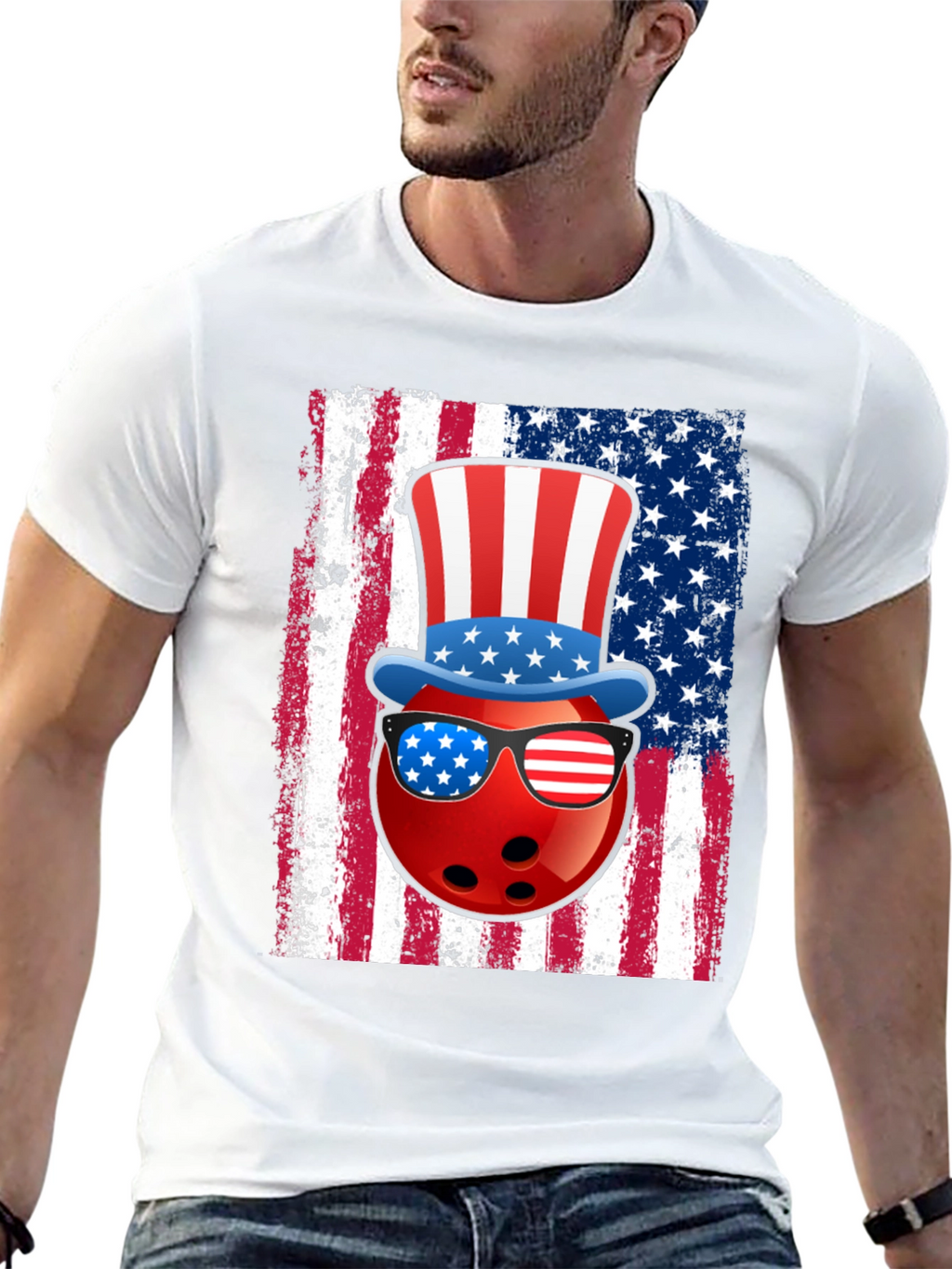 Patriotic Bowling Ball T-Shirt: Stars & Stripes