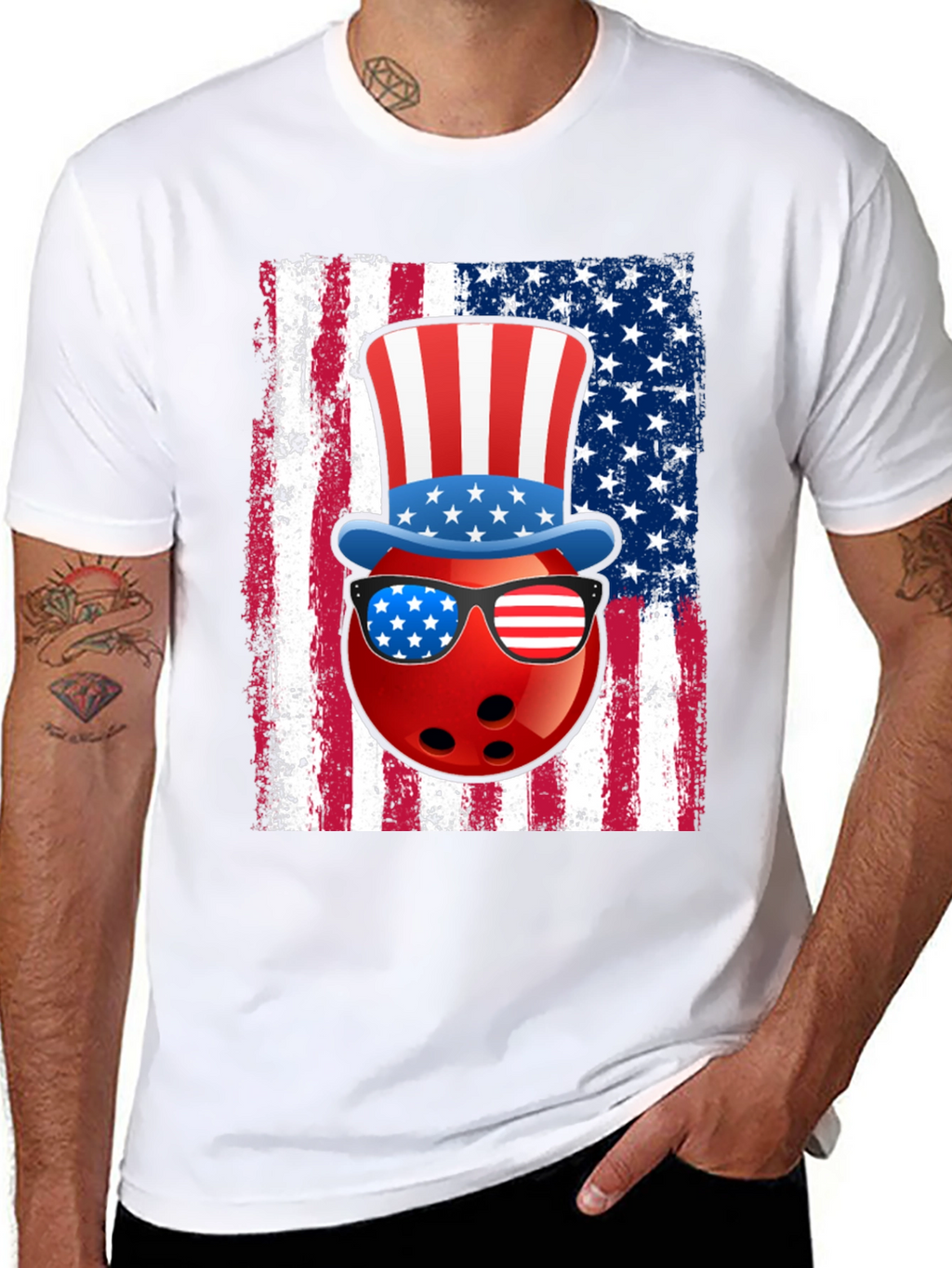 Patriotic Bowling Ball T-Shirt: Stars & Stripes