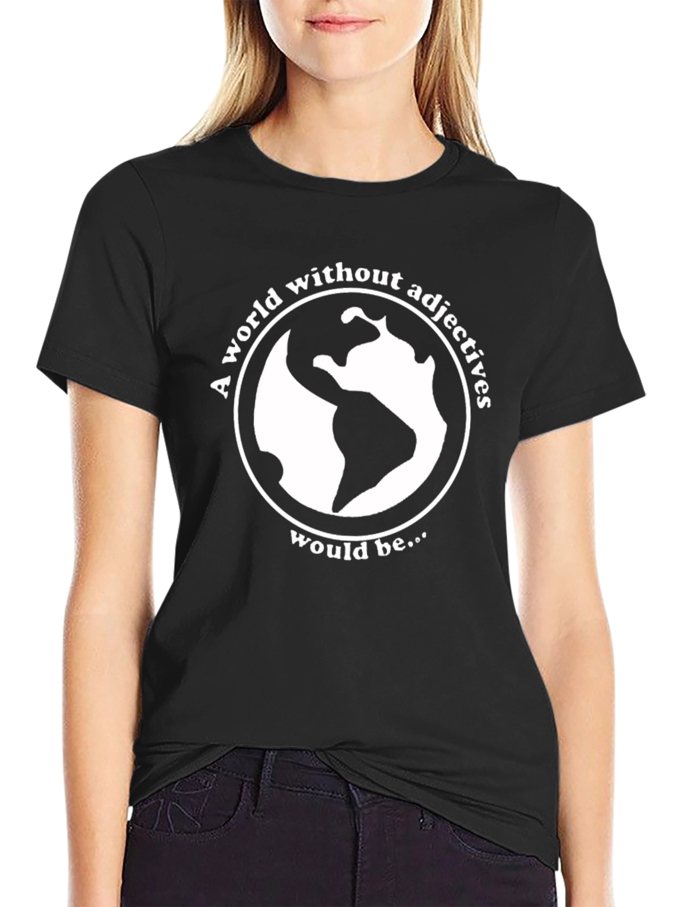 Adjective-Free World T-Shirt - Black Graphic Tee