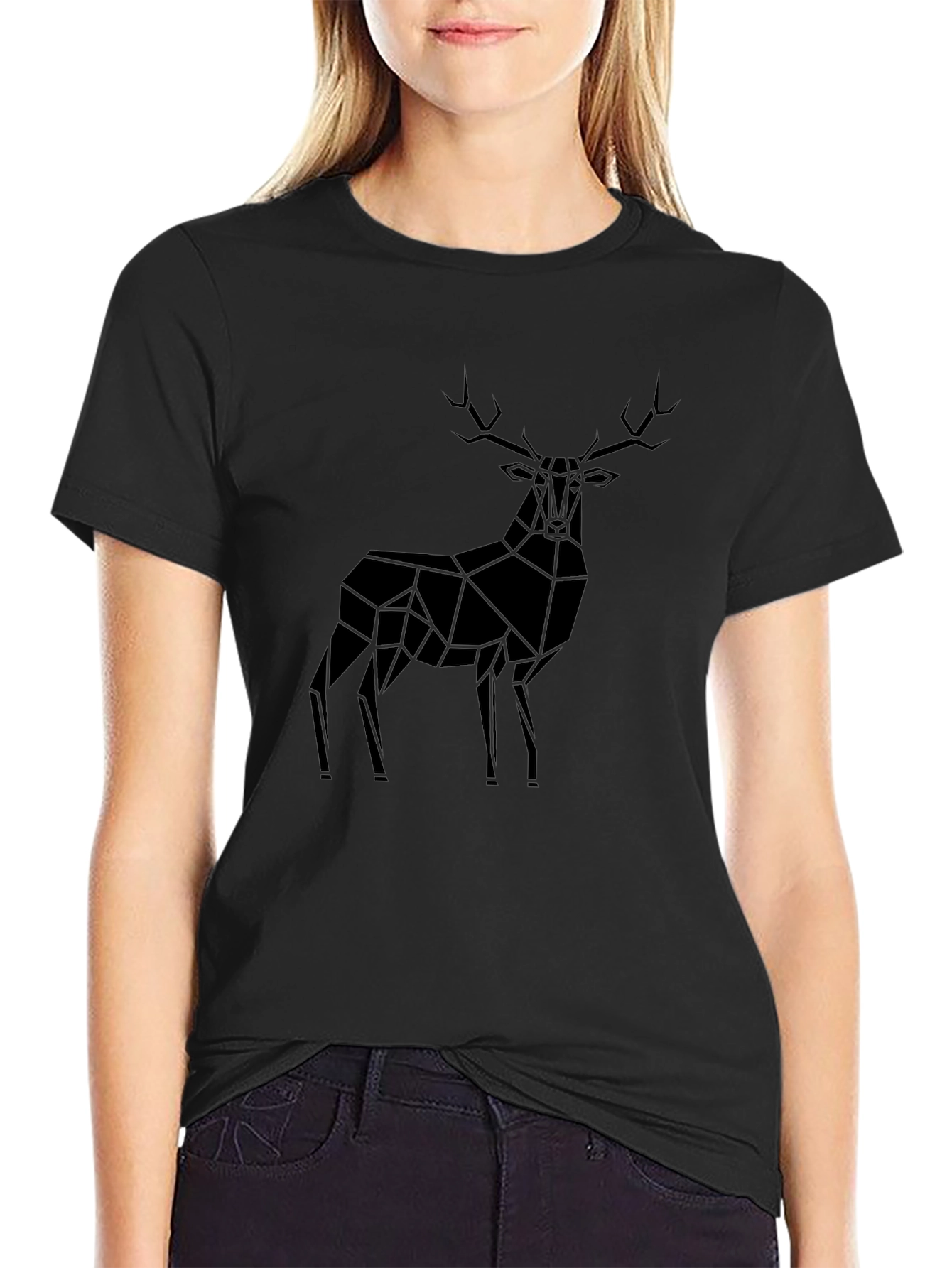 Geometric Stag T-Shirt - Modern Wildlife Design