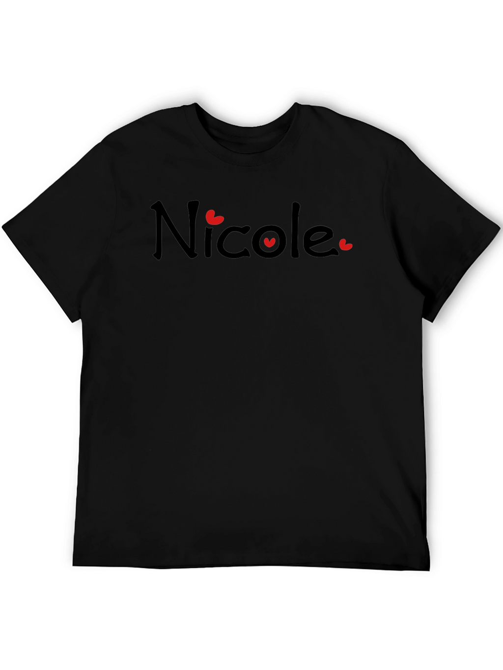 Nicole Name Heart Graphic Black T-Shirt