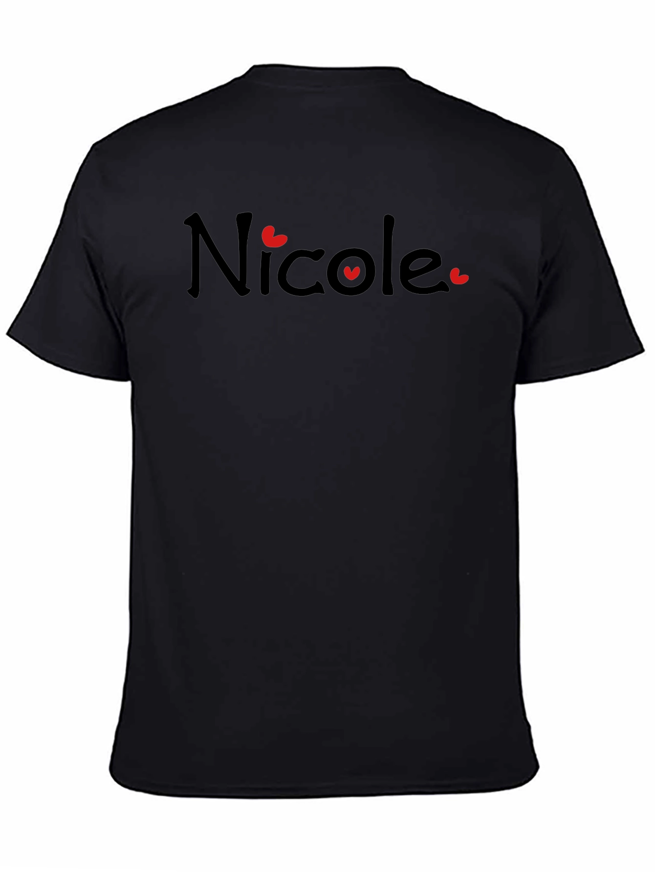 Nicole Name Heart Graphic Black T-Shirt