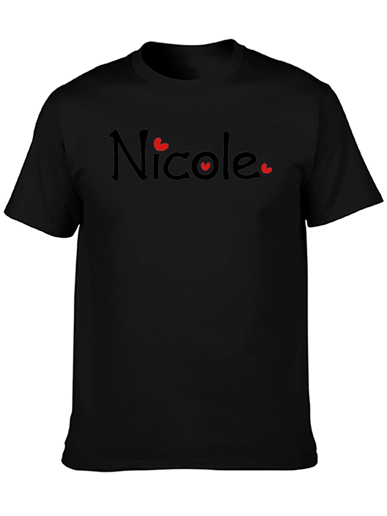 Nicole Name Heart Graphic Black T-Shirt