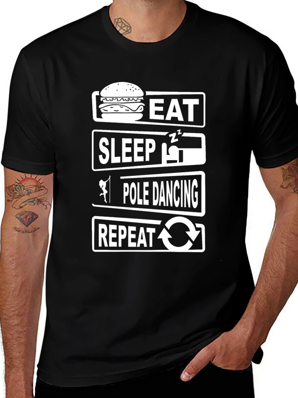 Eat Sleep Pole Dance Repeat Funny T-Shirt