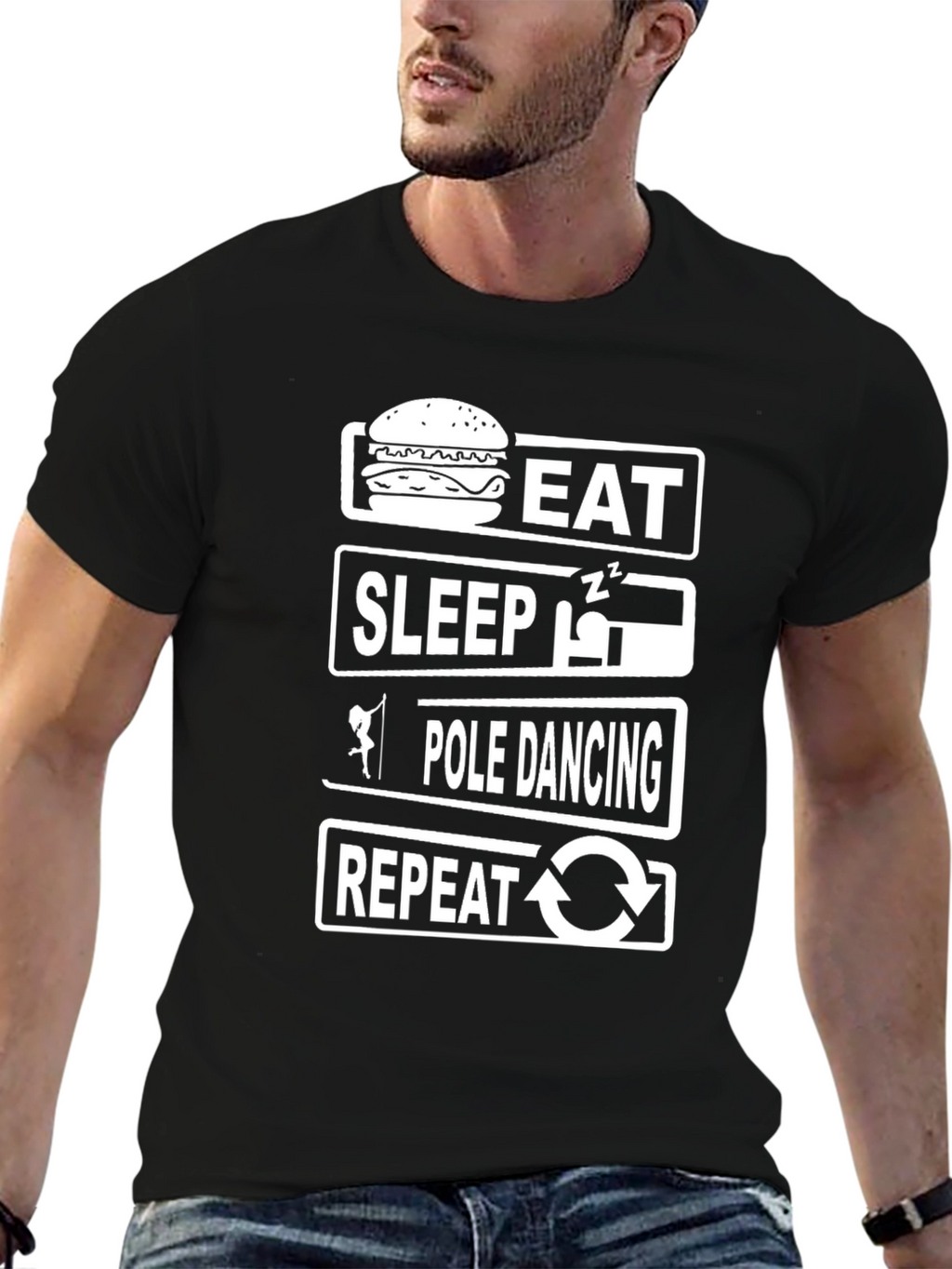 Eat Sleep Pole Dance Repeat Funny T-Shirt
