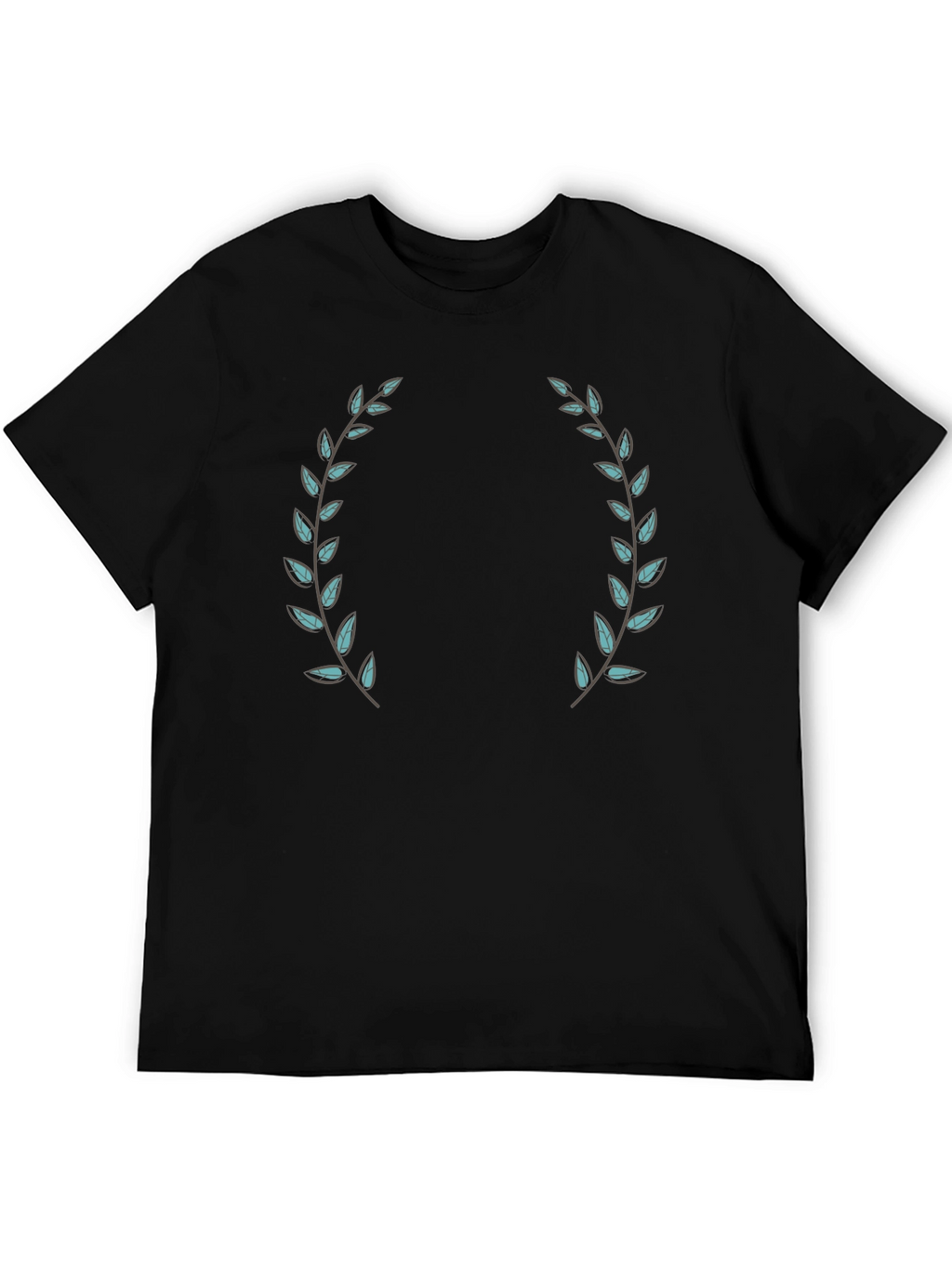Black T-Shirt with Laurel Wreath Design