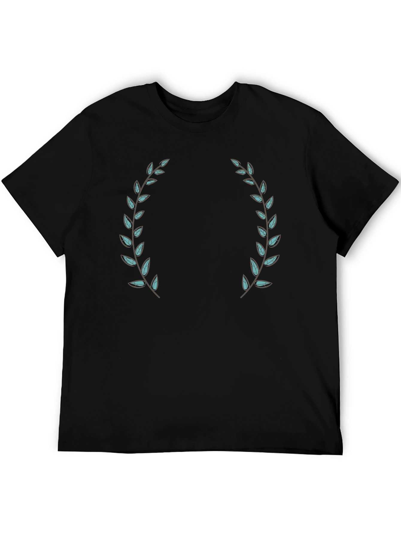 Black T-Shirt with Laurel Wreath Design