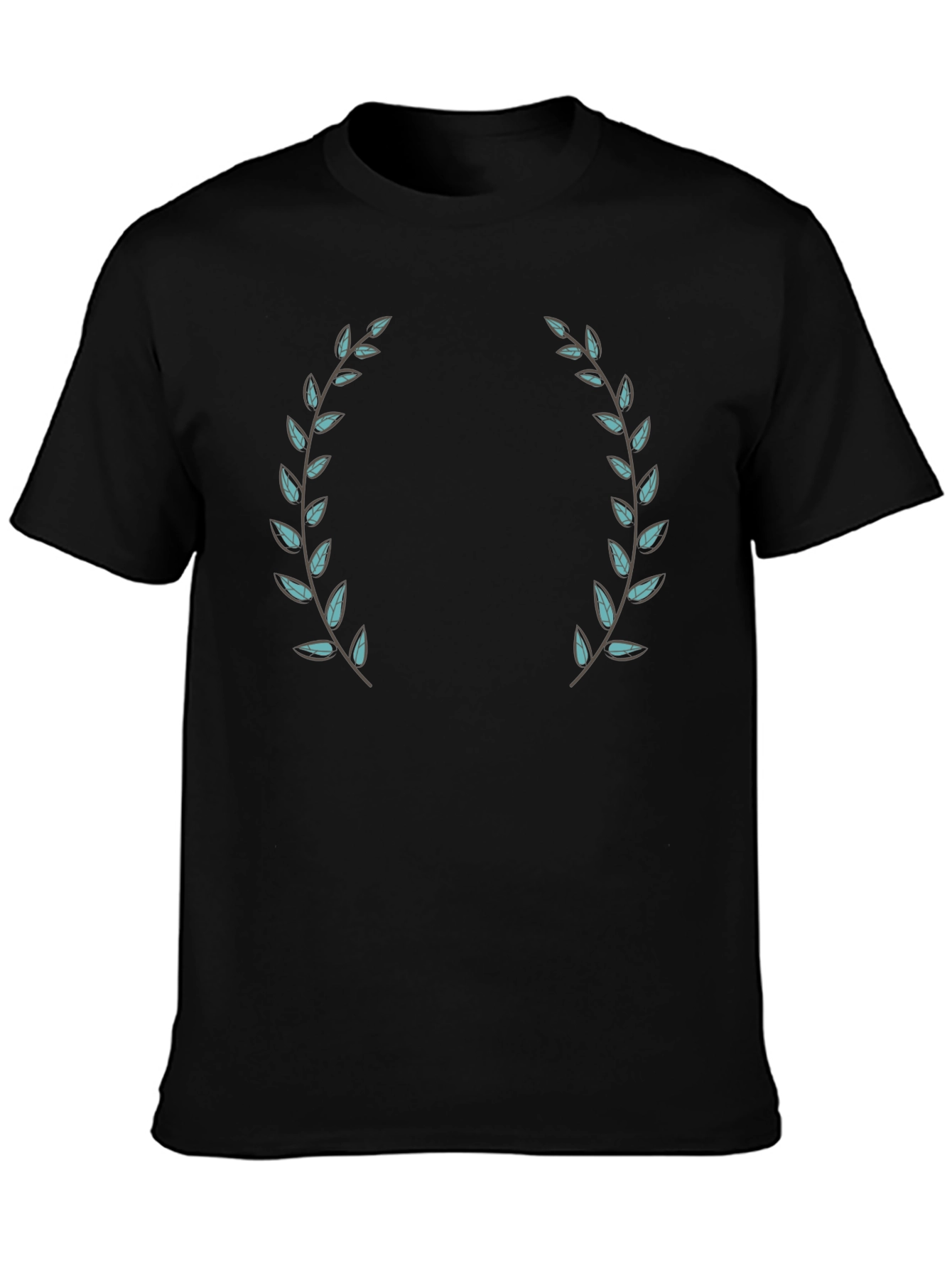 Black T-Shirt with Laurel Wreath Design