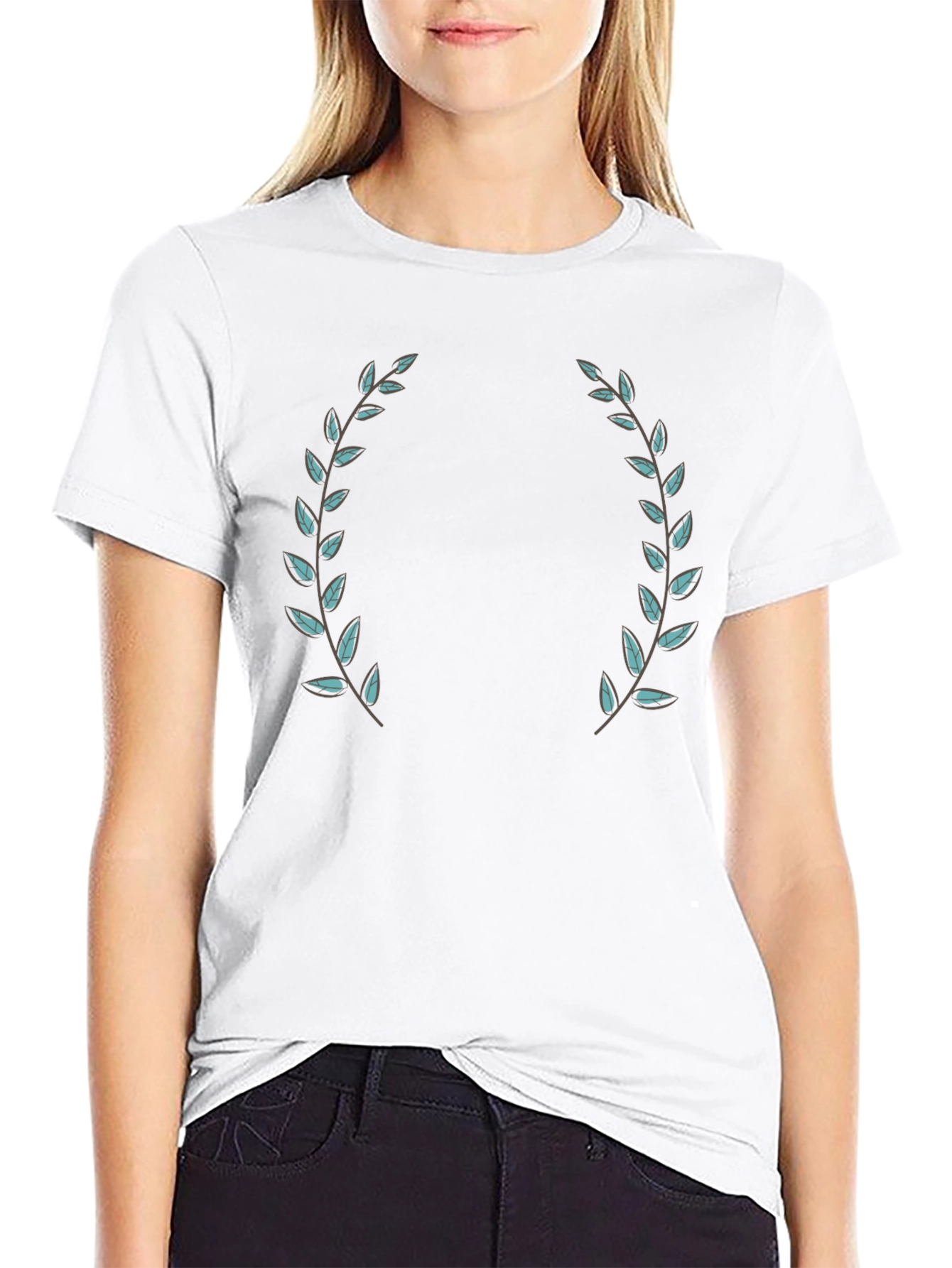 Black T-Shirt with Laurel Wreath Design