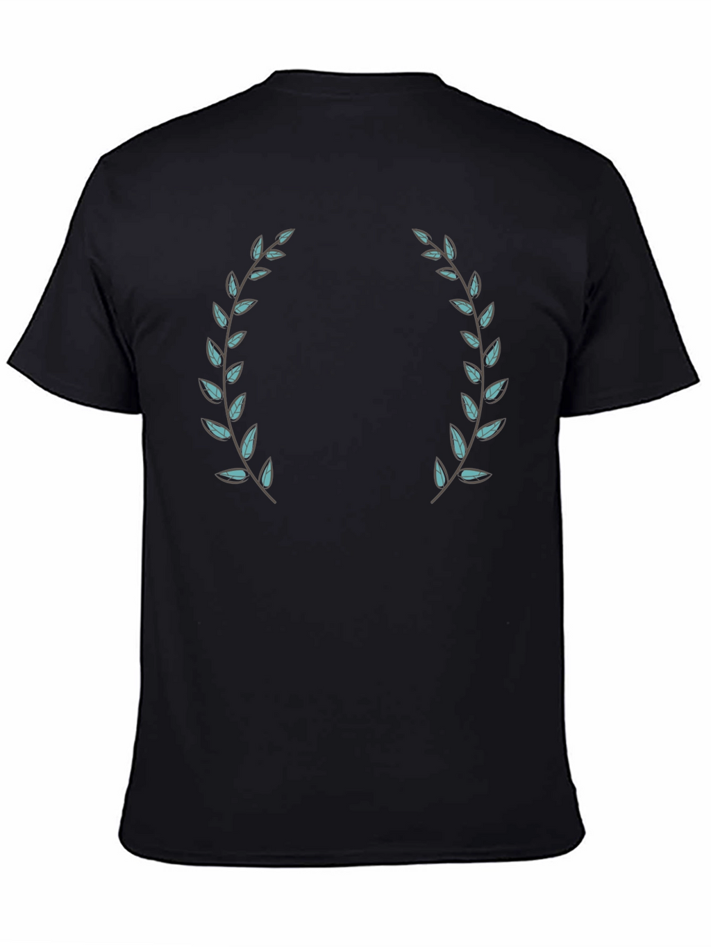 Black T-Shirt with Laurel Wreath Design