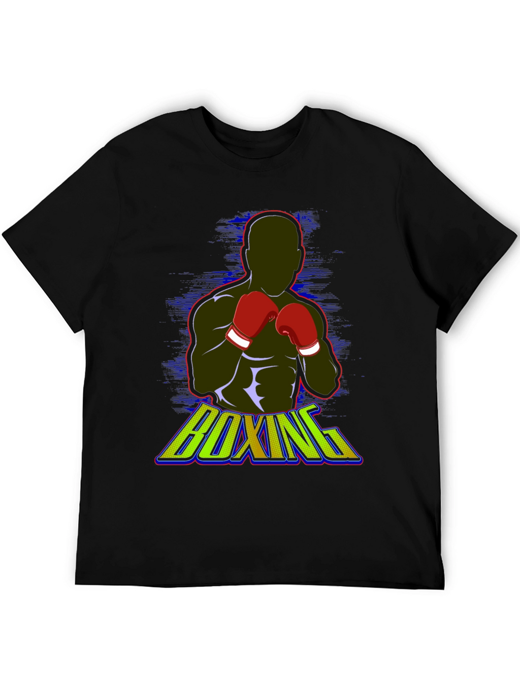 Boxing Graphic Tee - Black Cotton Blend T-Shirt