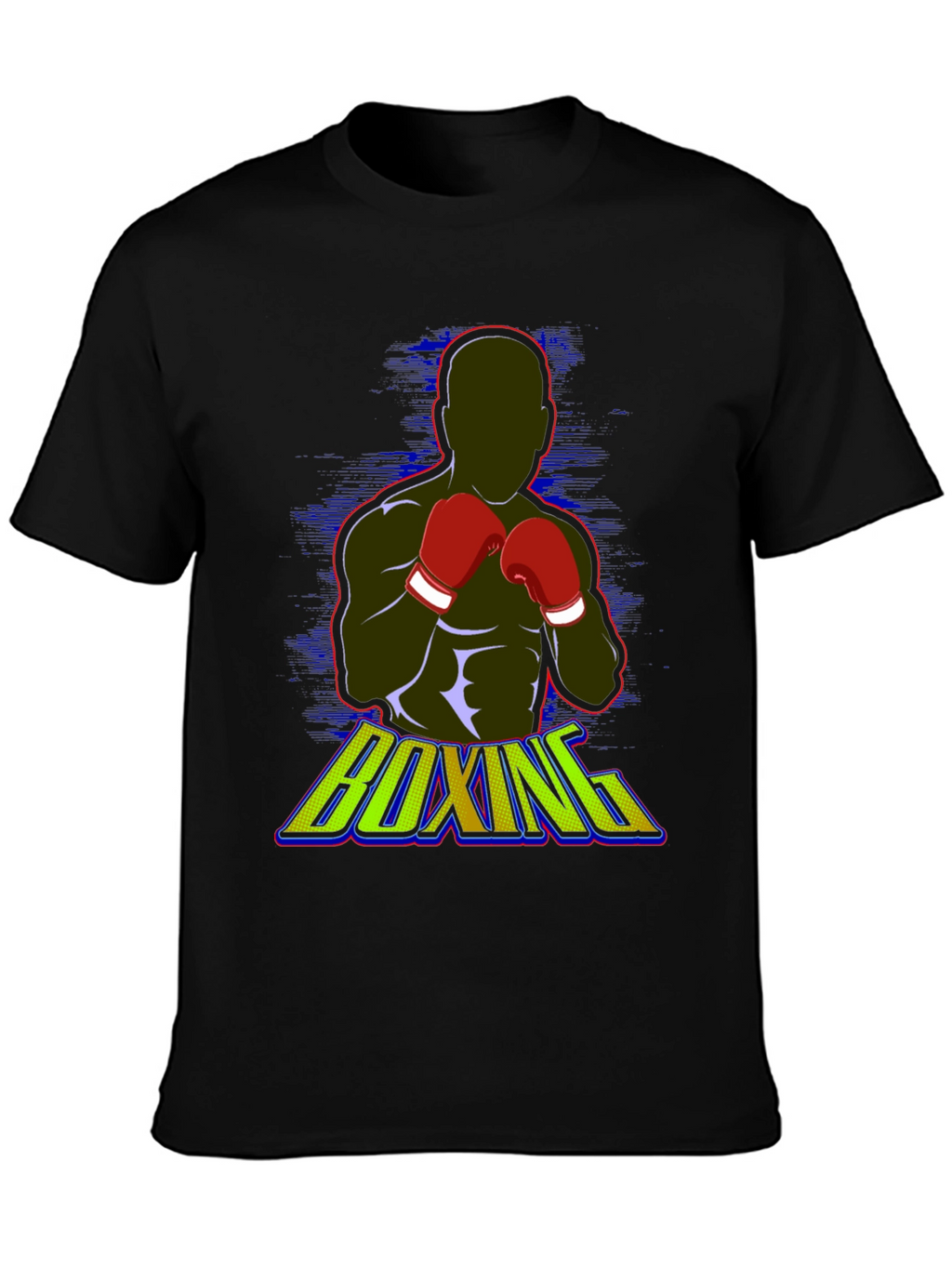 Boxing Graphic Tee - Black Cotton Blend T-Shirt