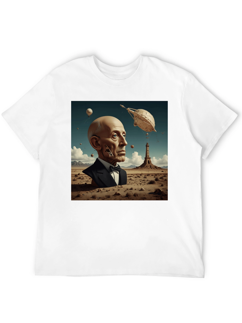 Surrealist Portrait T-Shirt: Desert Dreamscape