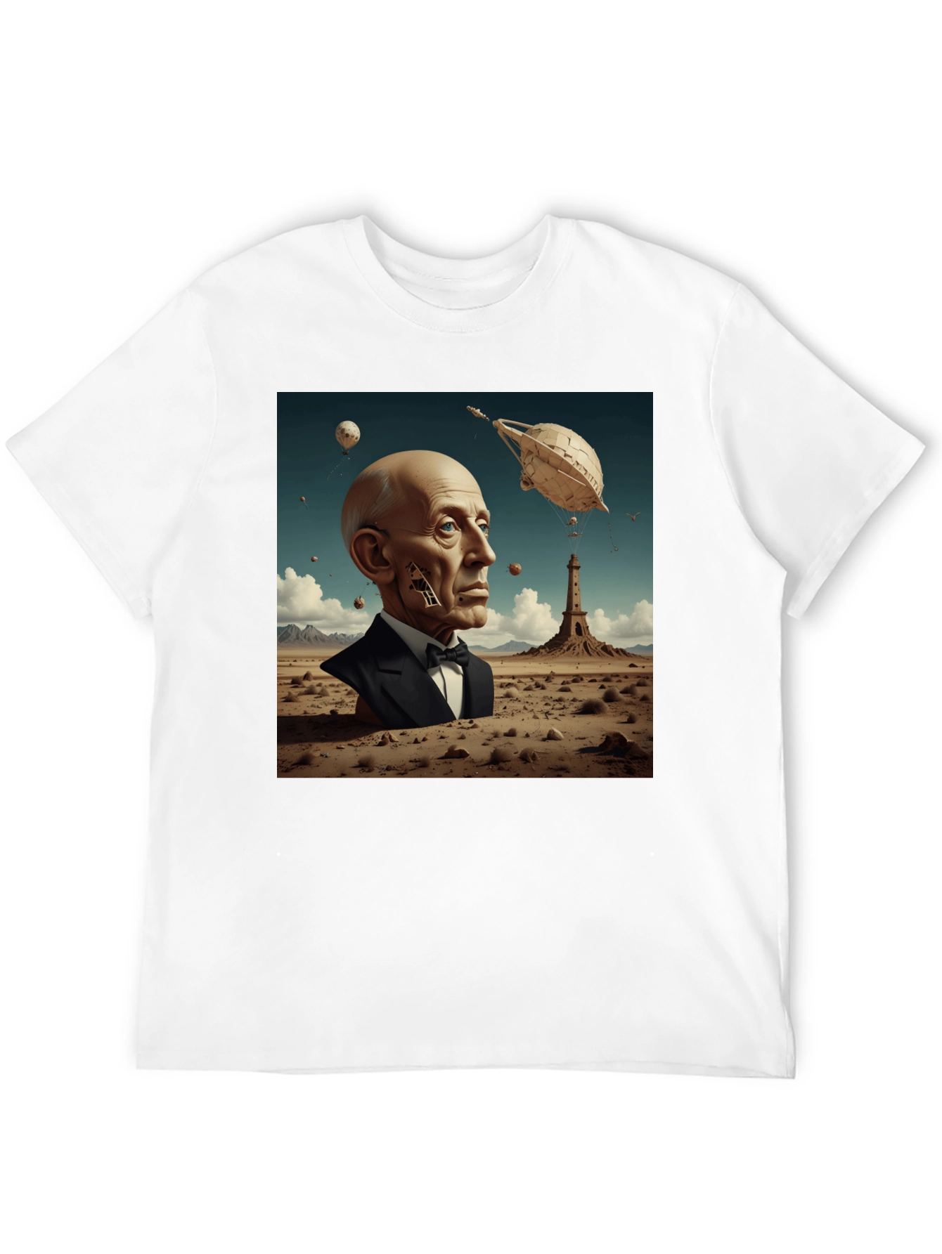 Surrealist Portrait T-Shirt: Desert Dreamscape