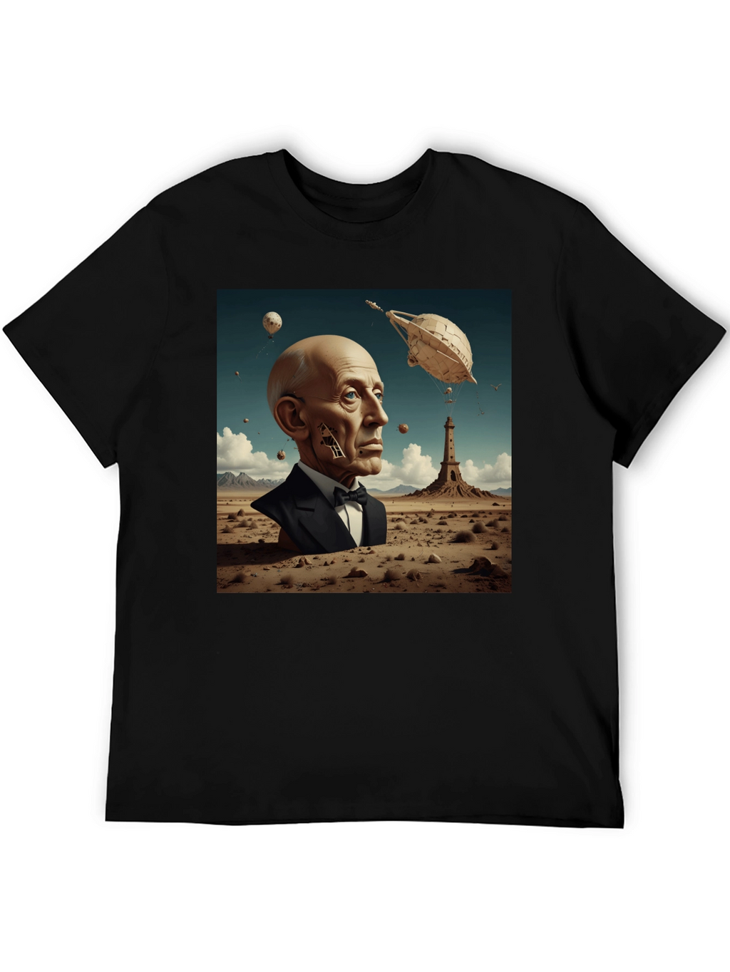 Surrealist Portrait T-Shirt: Desert Dreamscape