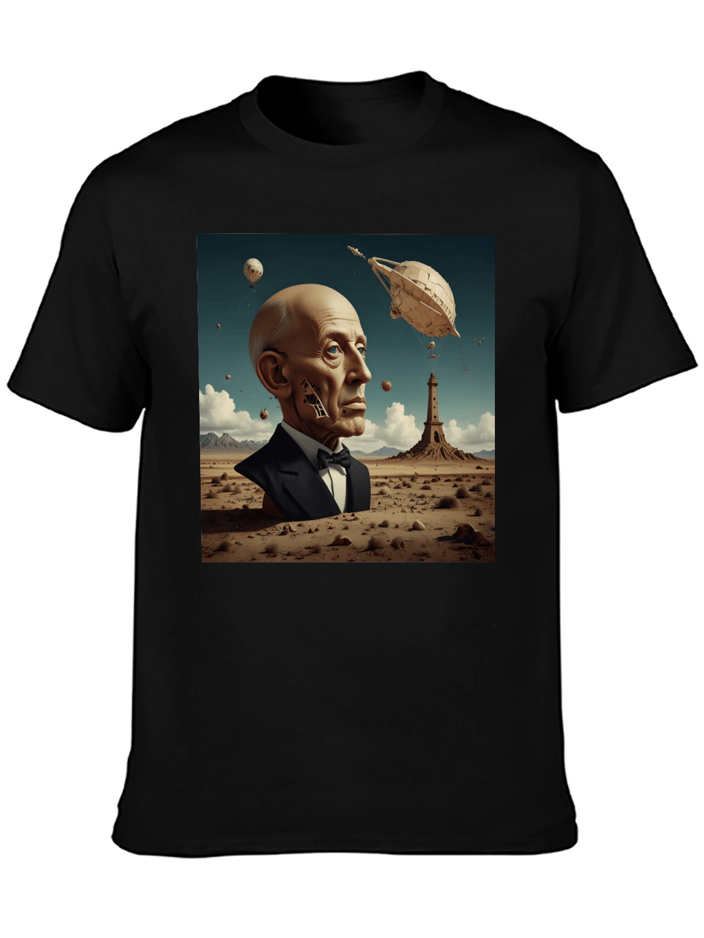 Surrealist Portrait T-Shirt: Desert Dreamscape