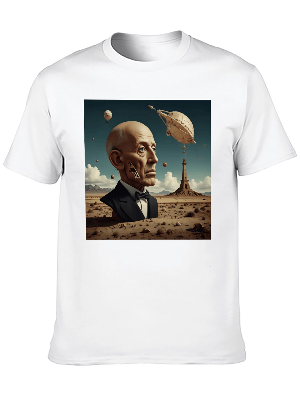 Surrealist Portrait T-Shirt: Desert Dreamscape