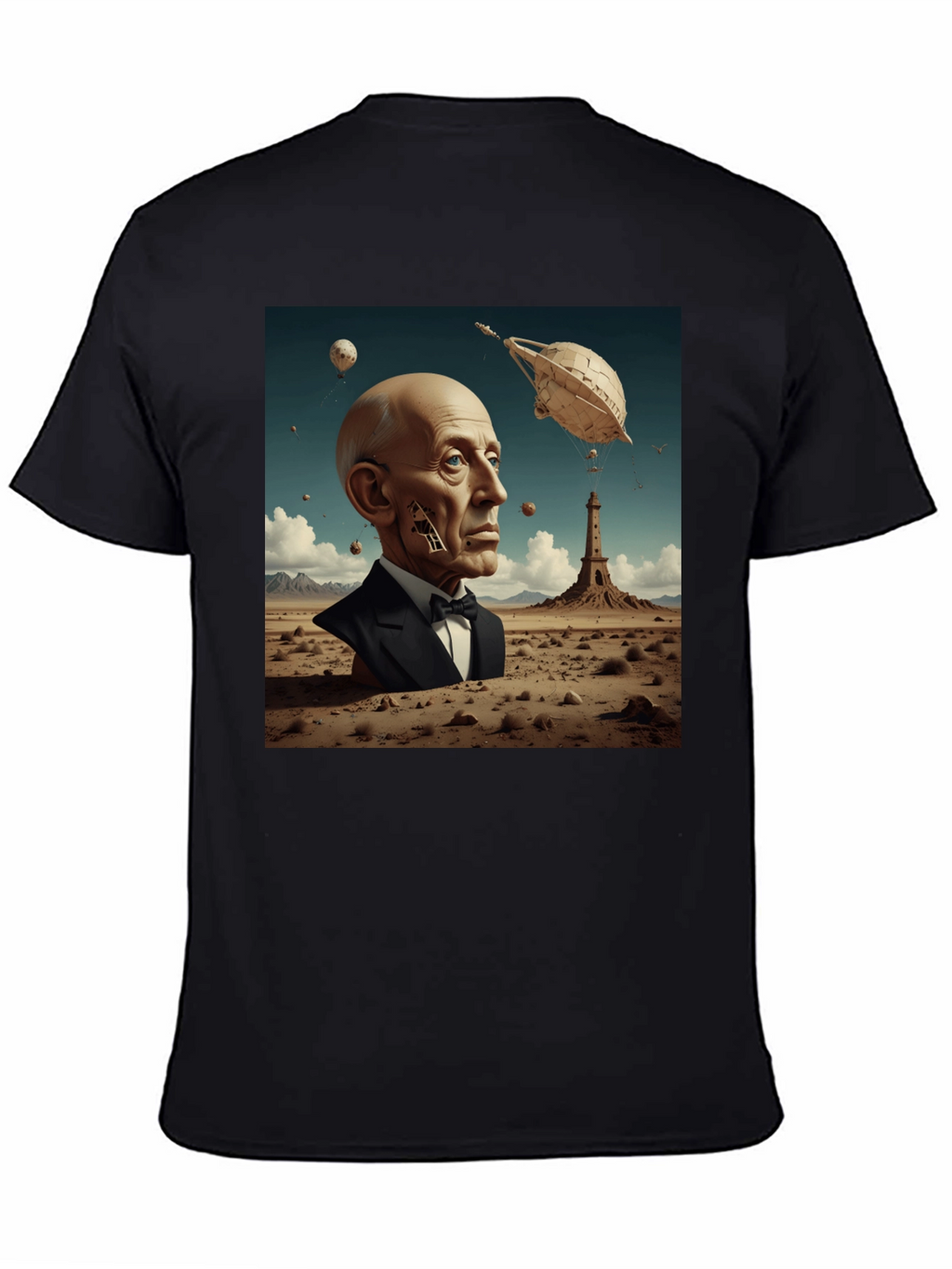 Surrealist Portrait T-Shirt: Desert Dreamscape