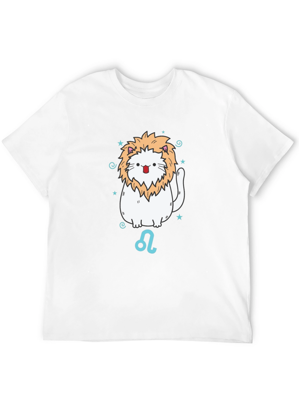 Leo Zodiac Cat T-Shirt - Black Cotton Tee