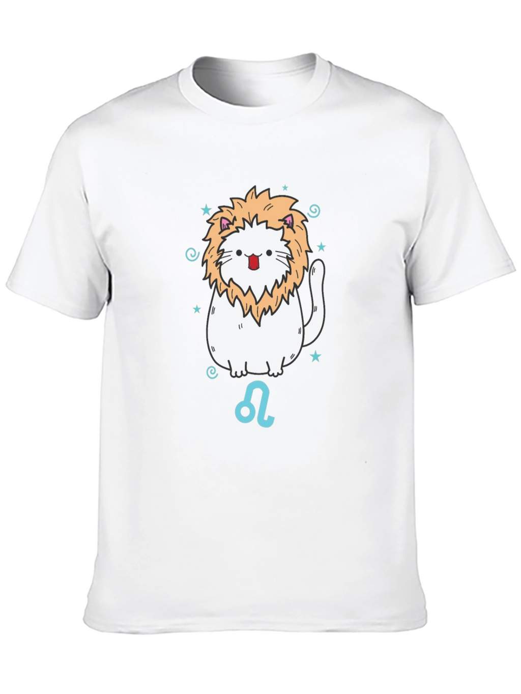 Leo Zodiac Cat T-Shirt - Black Cotton Tee
