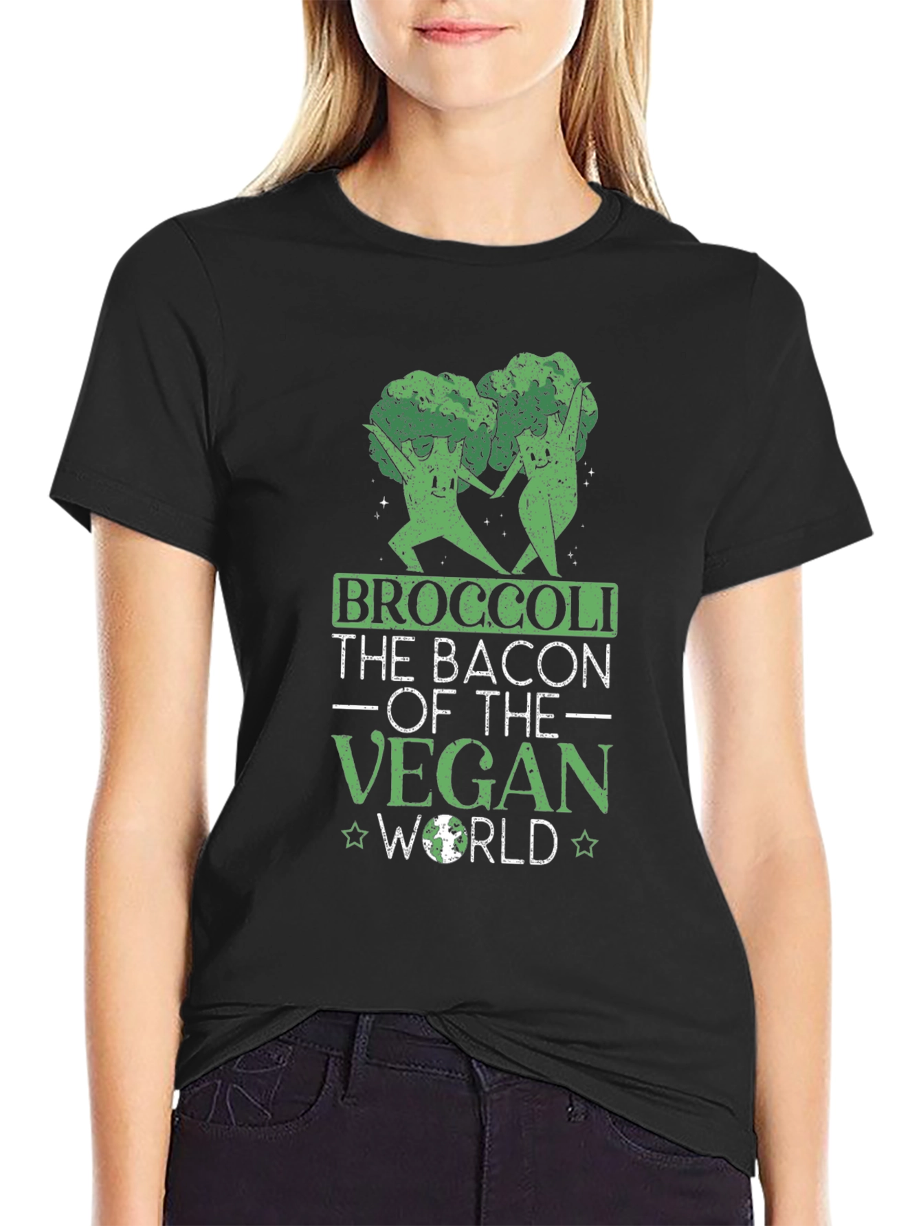 Vegan Broccoli Black T-Shirt - The Bacon of the Vegan World