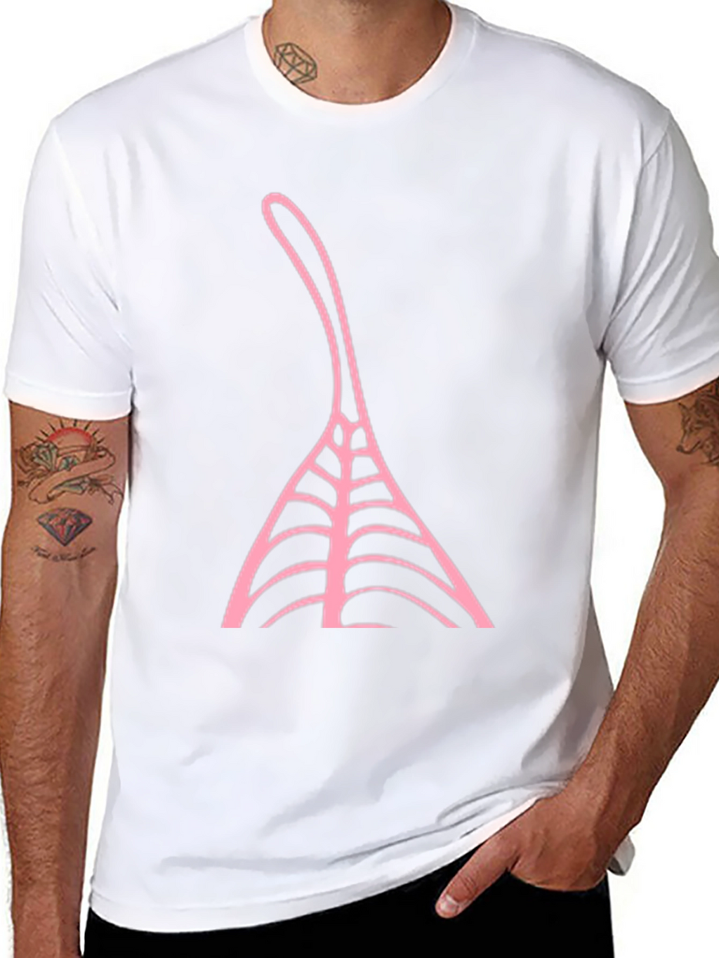 Black T-Shirt with Pink Abstract Design