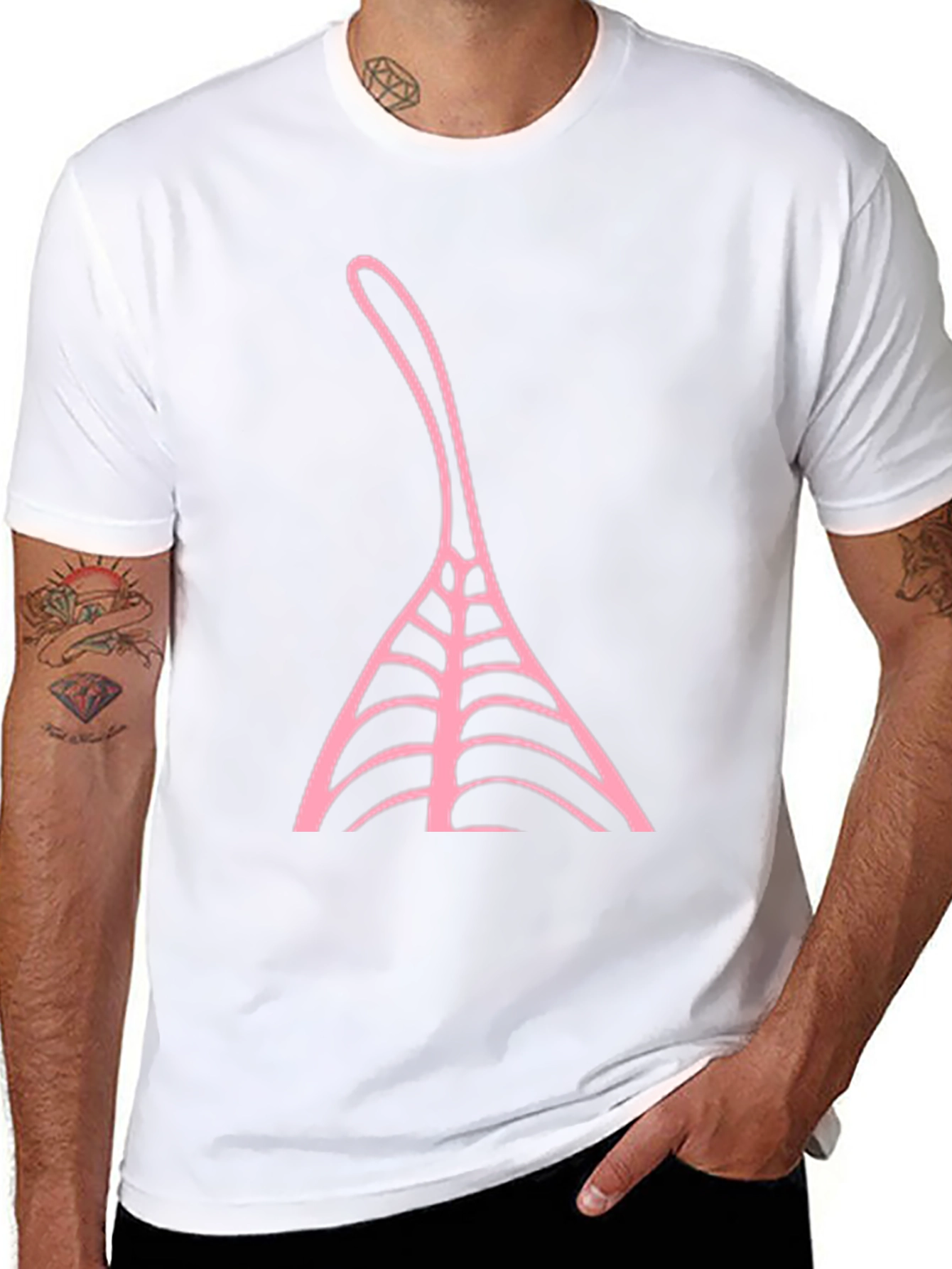 Black T-Shirt with Pink Abstract Design