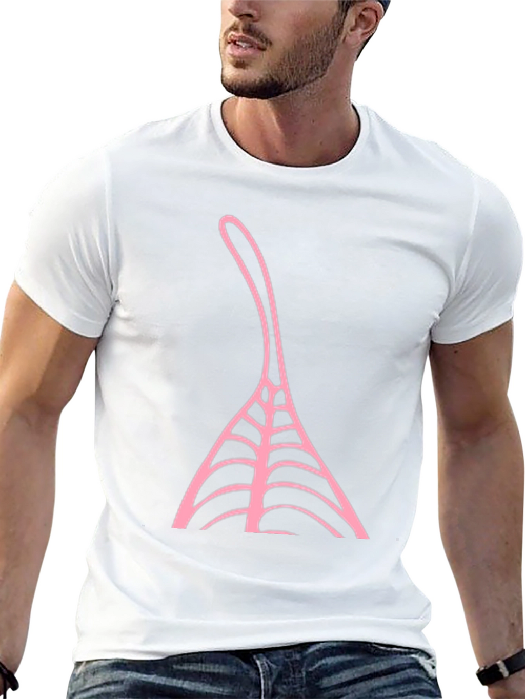 Black T-Shirt with Pink Abstract Design