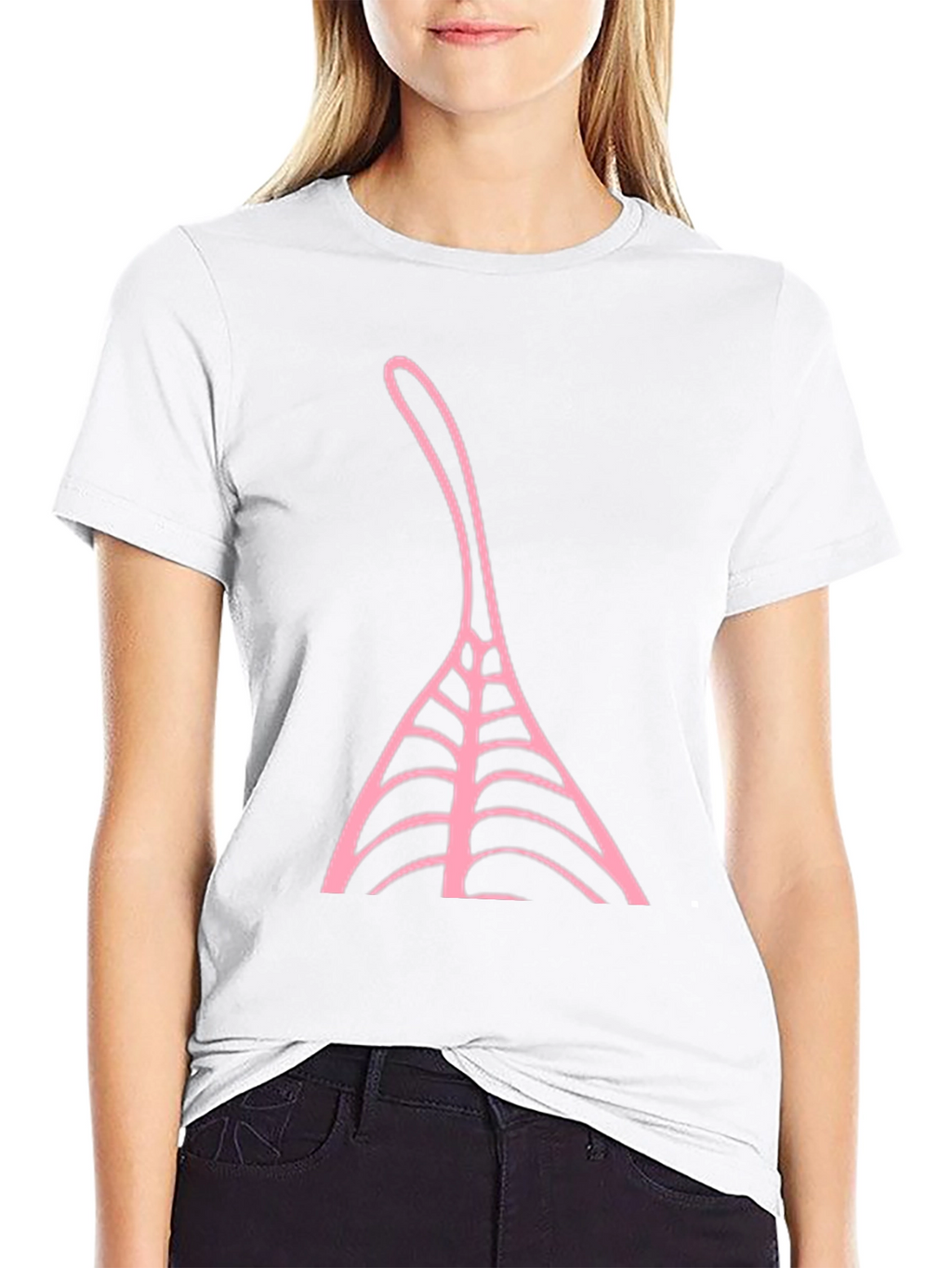 Black T-Shirt with Pink Abstract Design