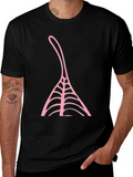 Black T-Shirt with Pink Abstract Design
