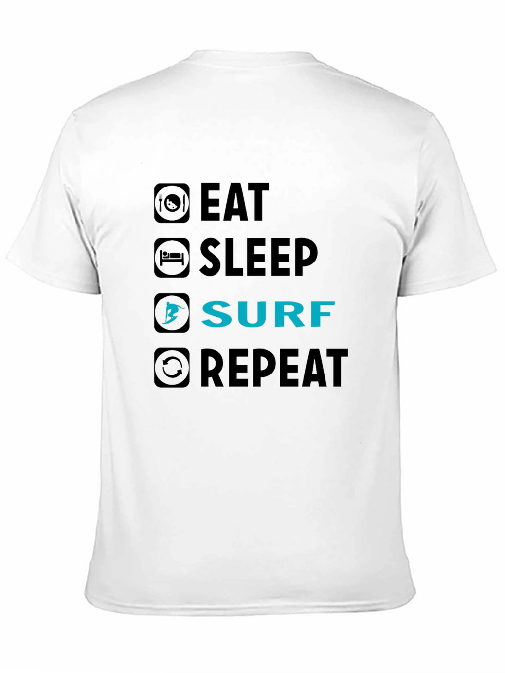 Eat Sleep Surf Repeat Black Graphic Tee
