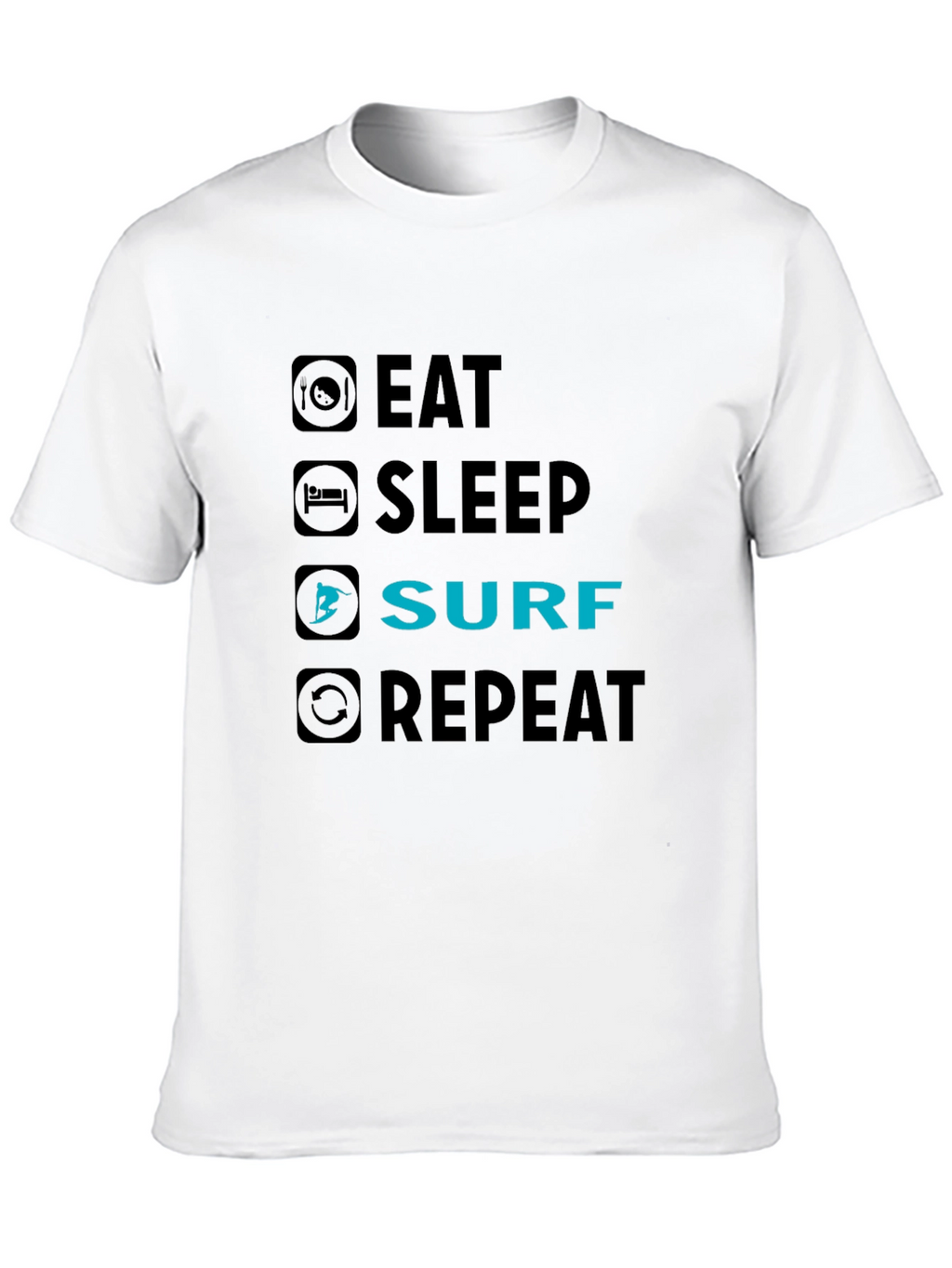 Eat Sleep Surf Repeat Black Graphic Tee