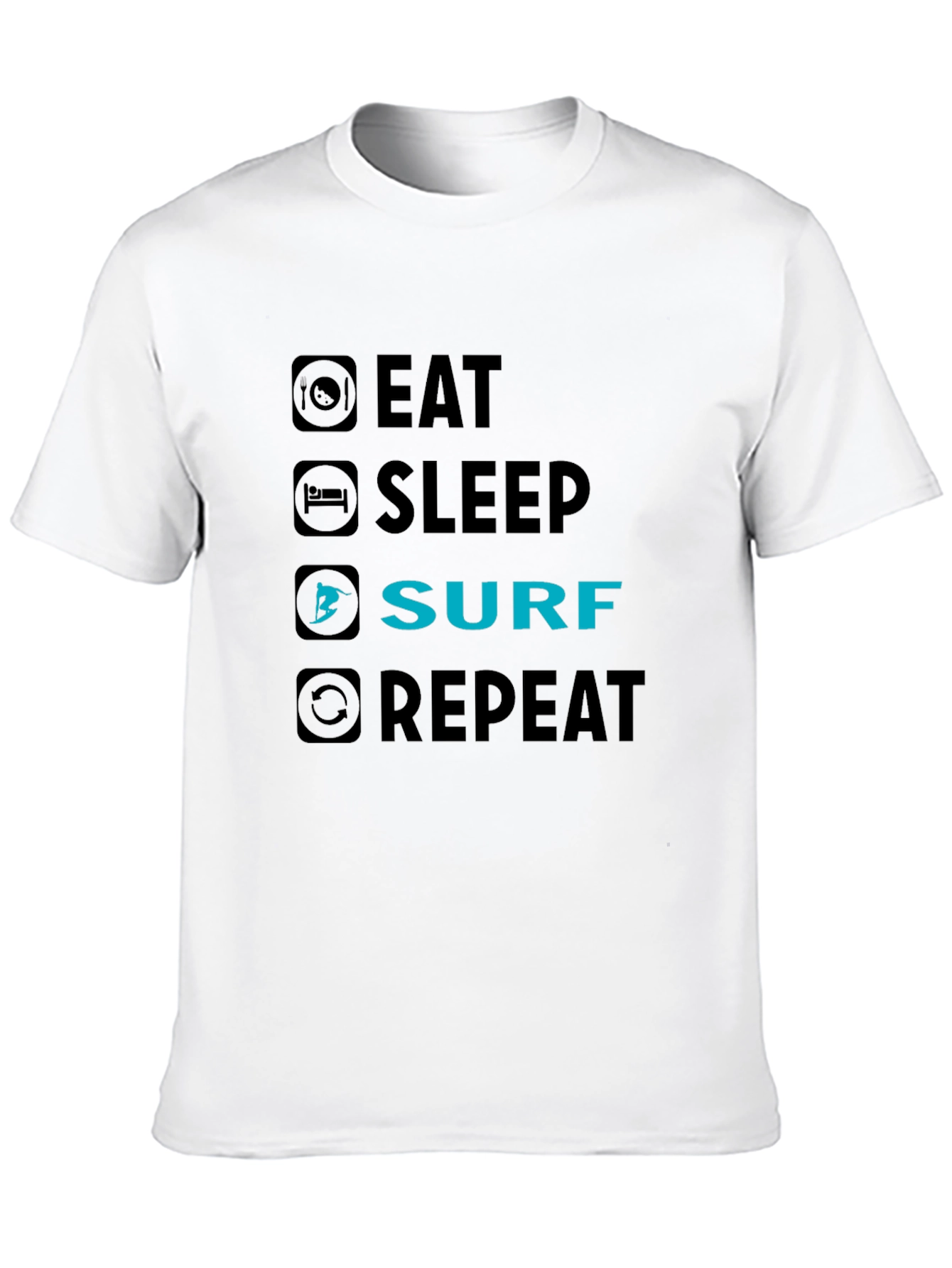 Eat Sleep Surf Repeat Black Graphic Tee