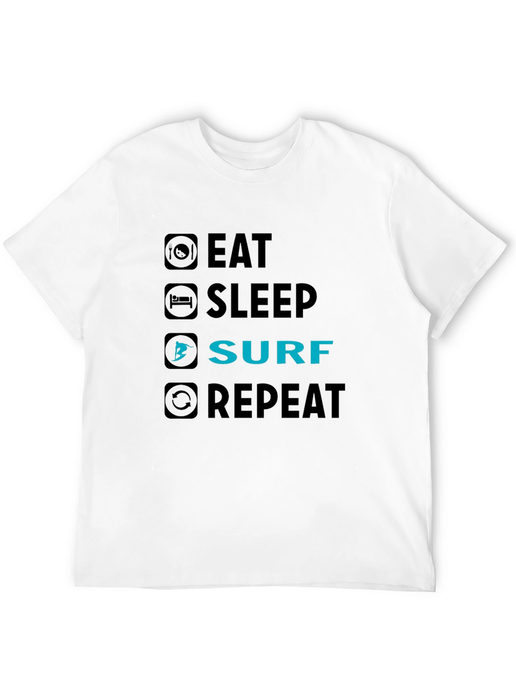 Eat Sleep Surf Repeat Black Graphic Tee