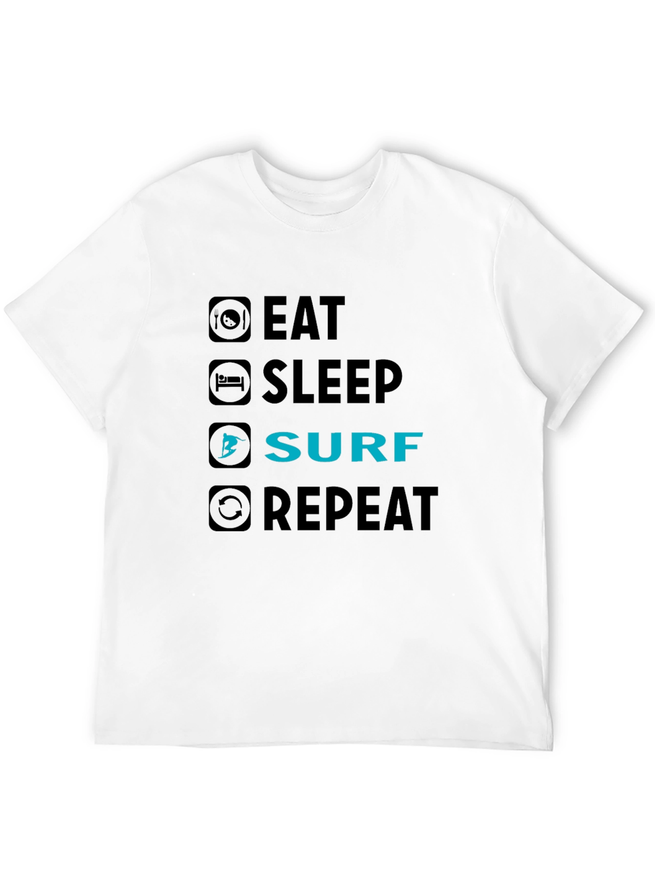 Eat Sleep Surf Repeat Black Graphic Tee