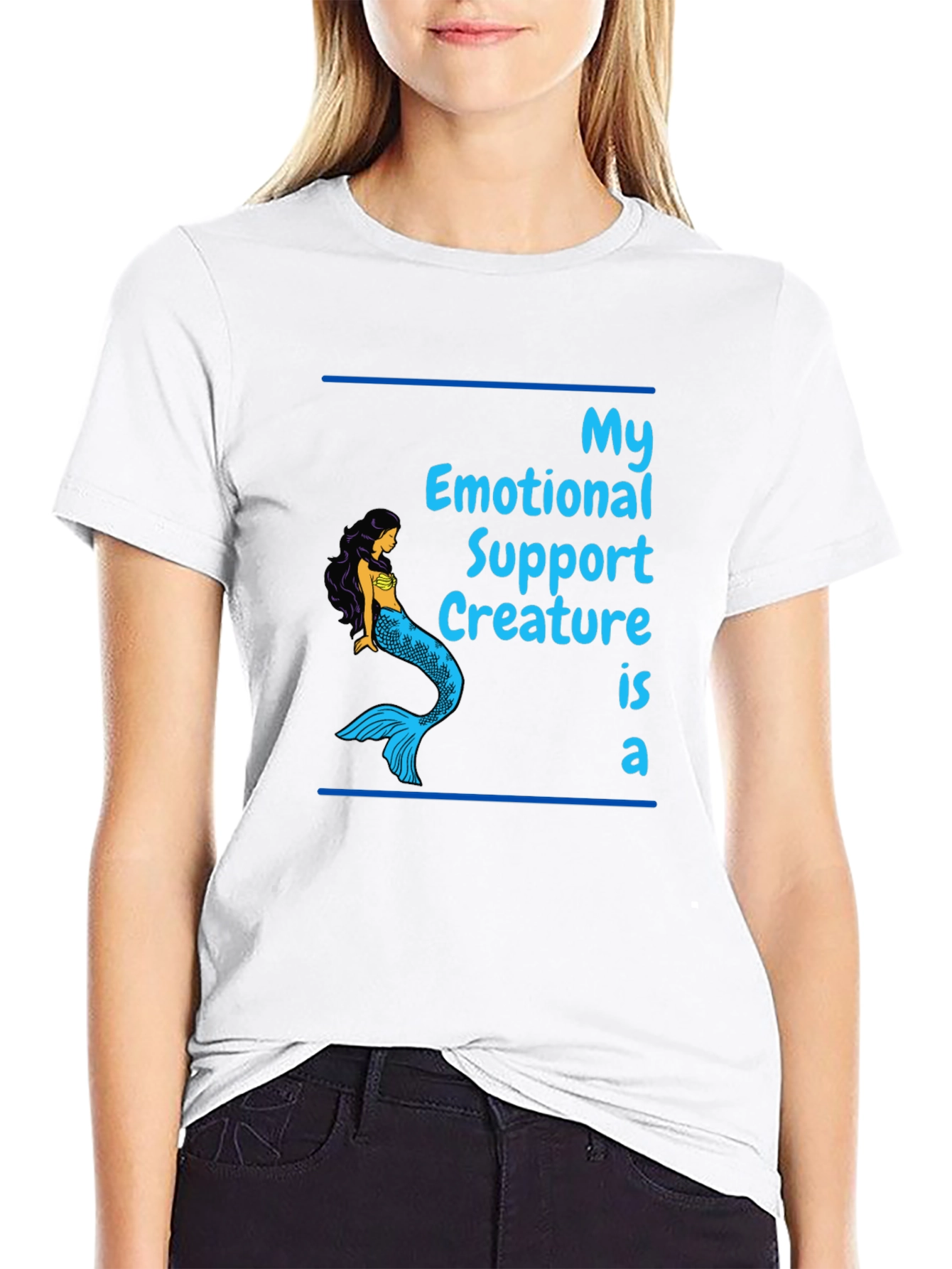 Emotional Support Mermaid Graphic T-Shirt