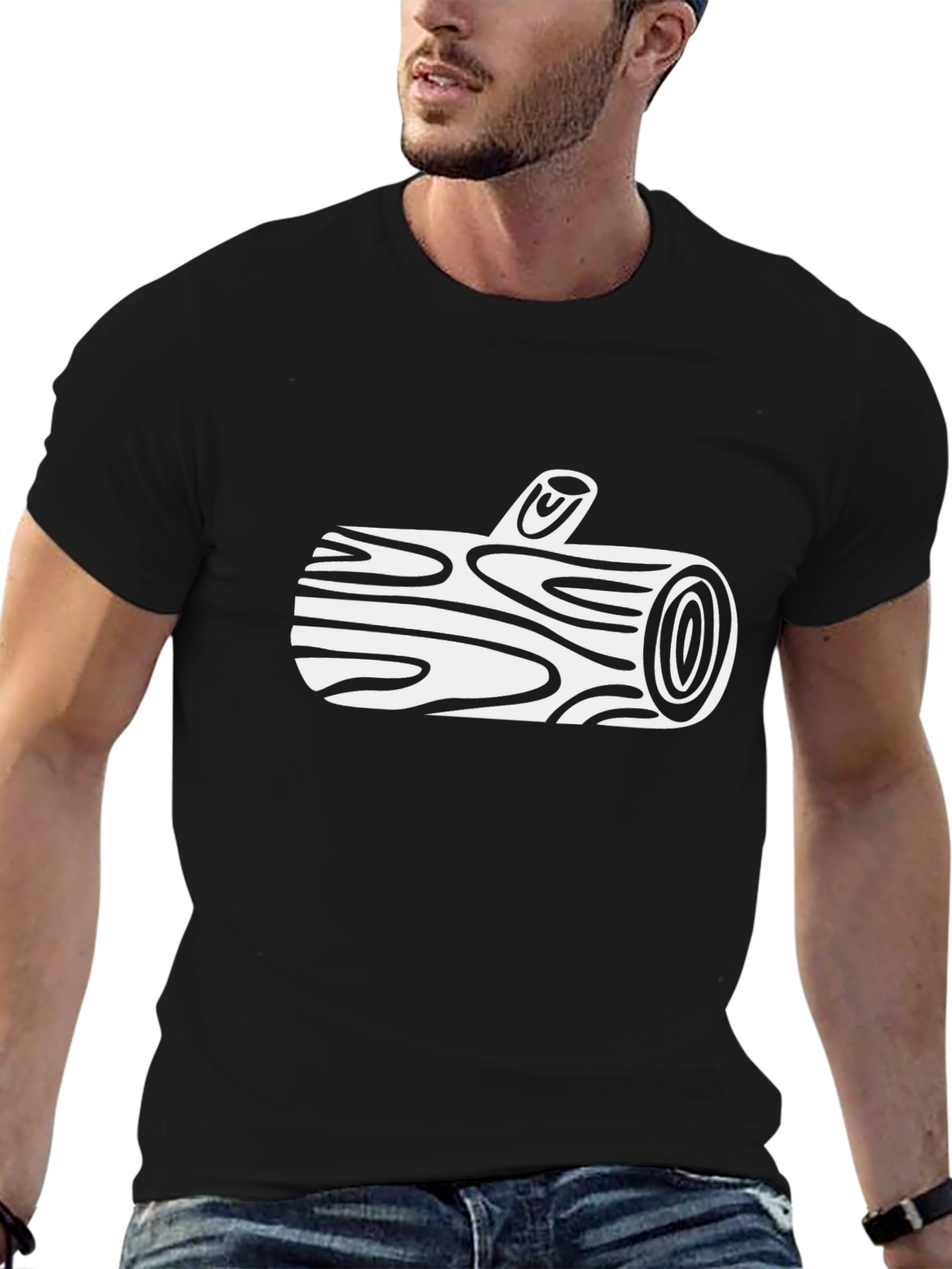 Novelty Log Graphic T-Shirt - Unique Nature Design