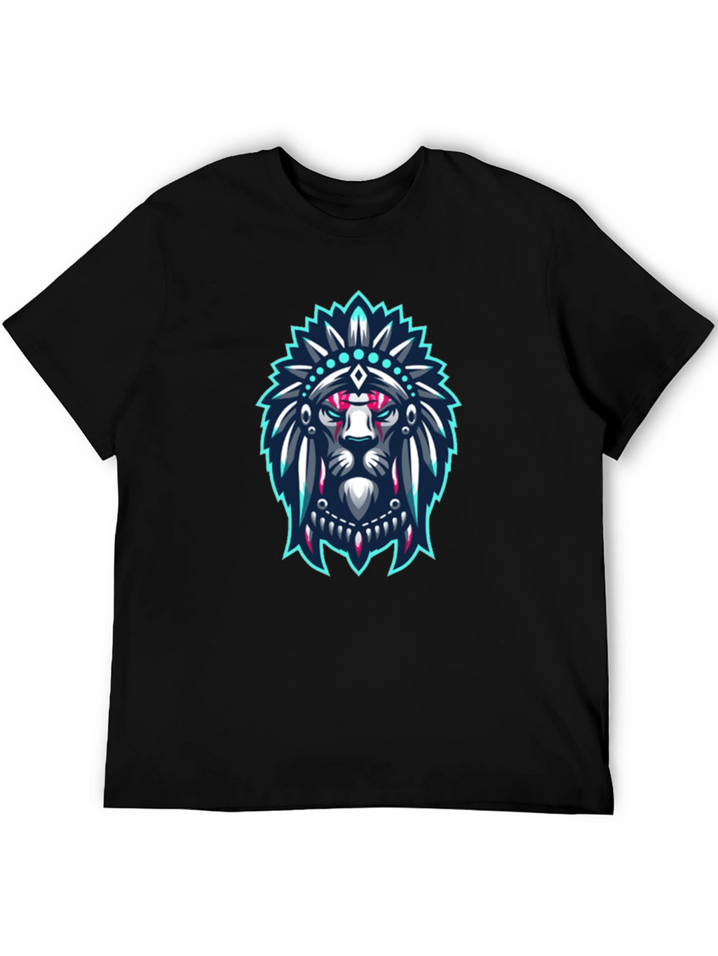 Lion Headdress Graphic Black T-Shirt