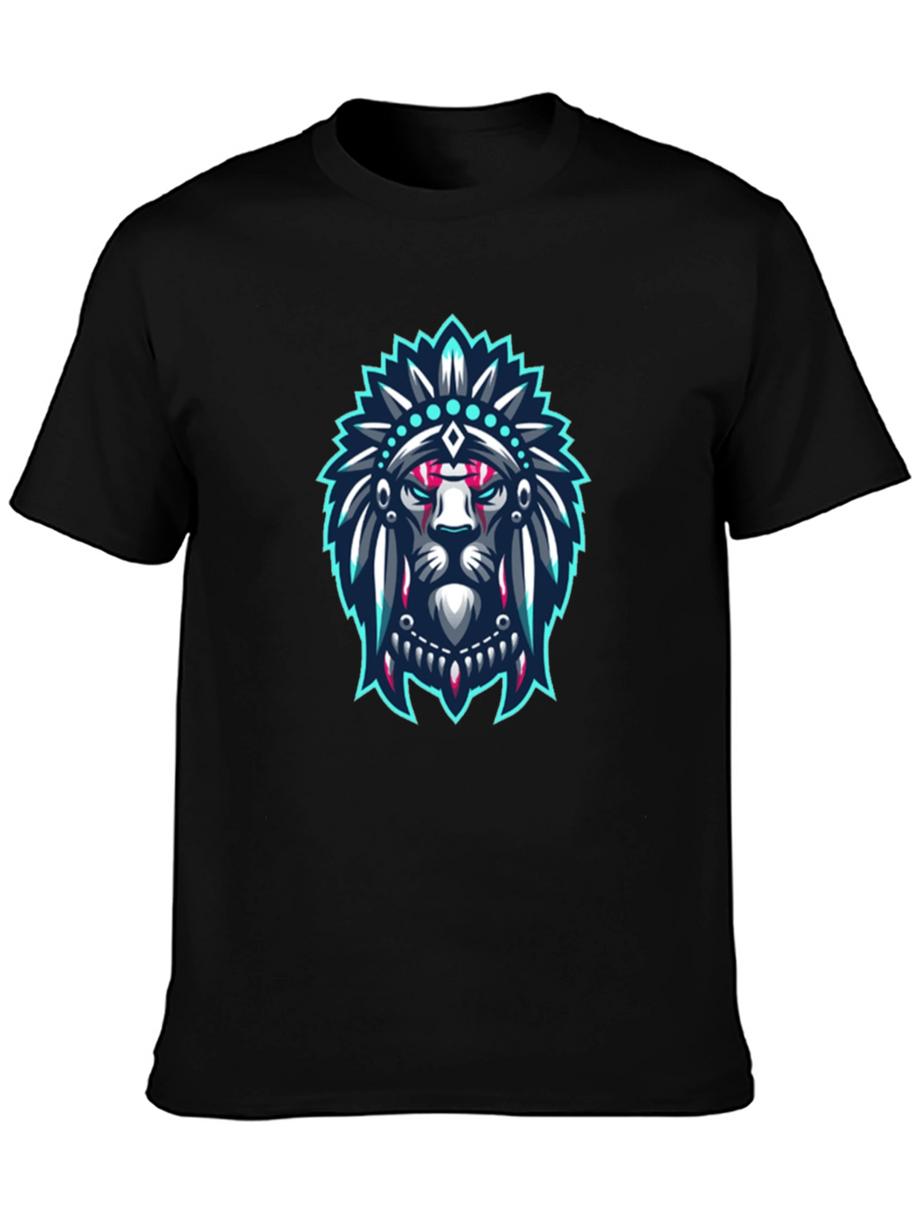 Lion Headdress Graphic Black T-Shirt