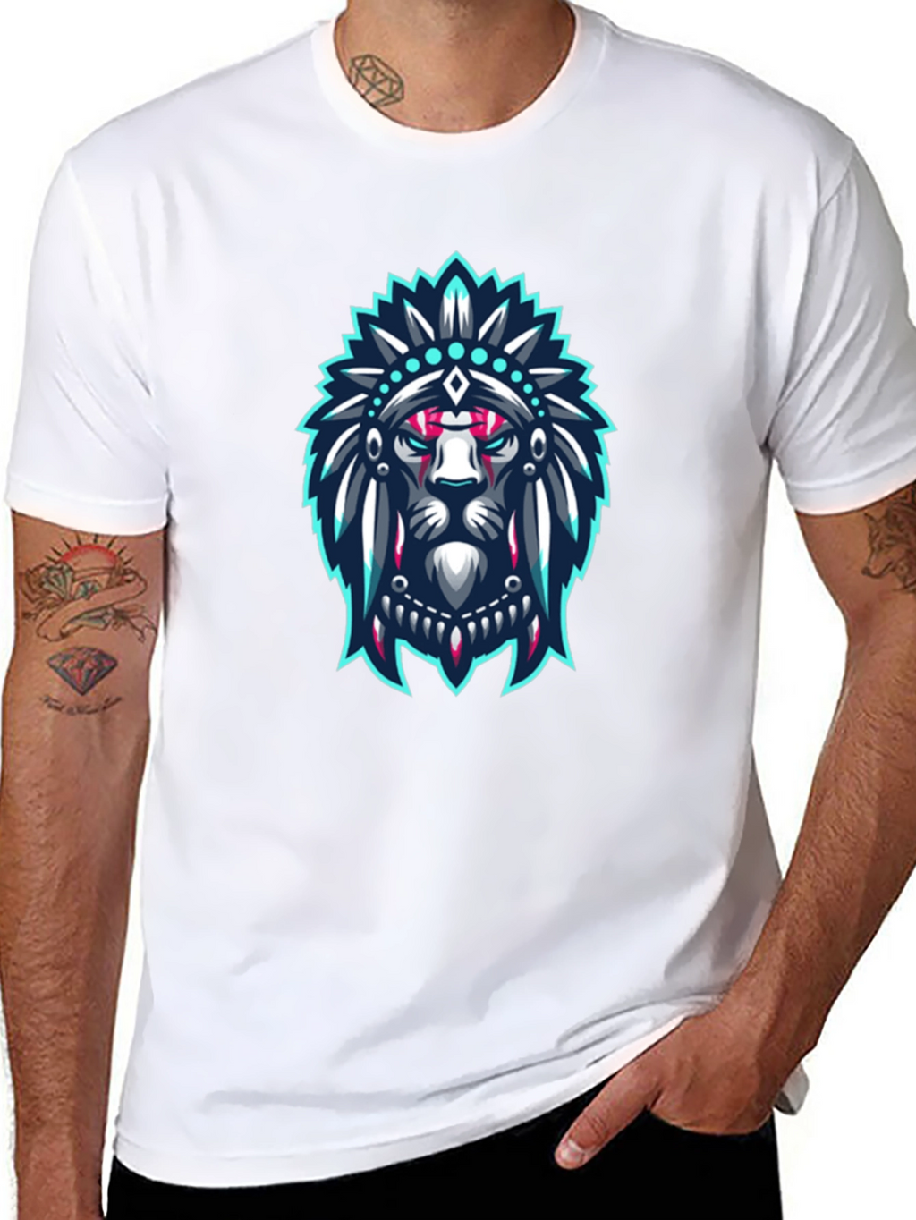 Lion Headdress Graphic Black T-Shirt