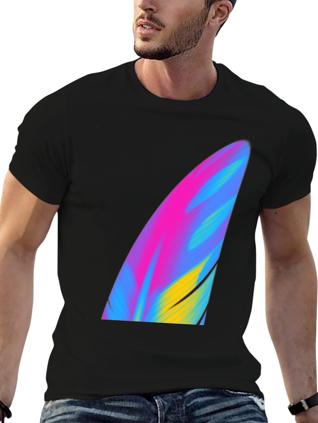 Abstract Surf Fin Graphic Tee - Black Unisex T-Shirt