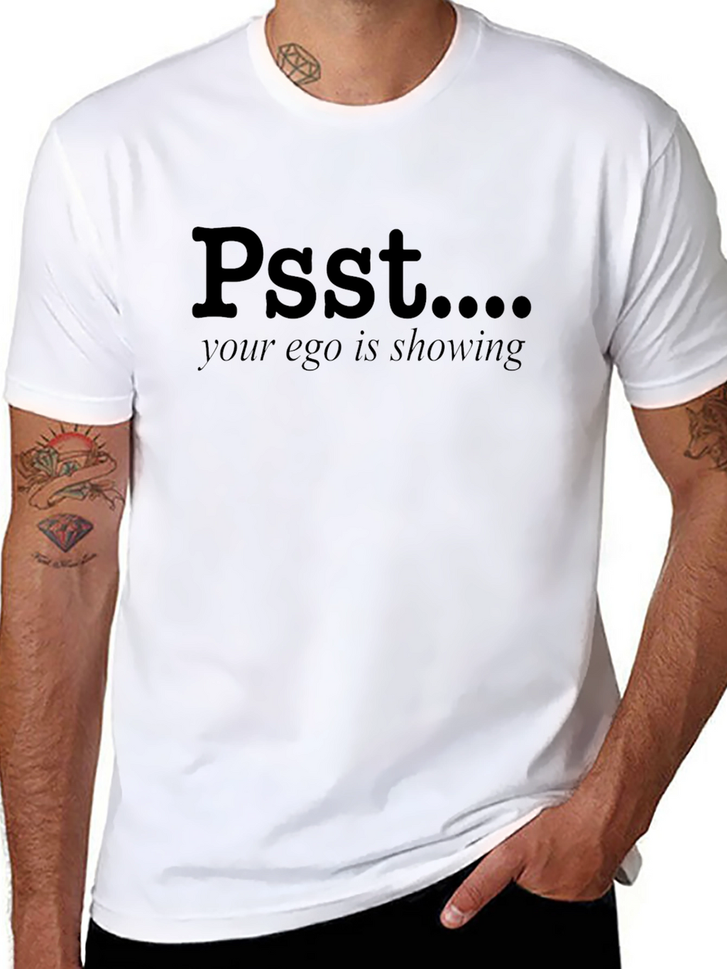 Psst Your Ego Is Showing Black Cotton T-Shirt