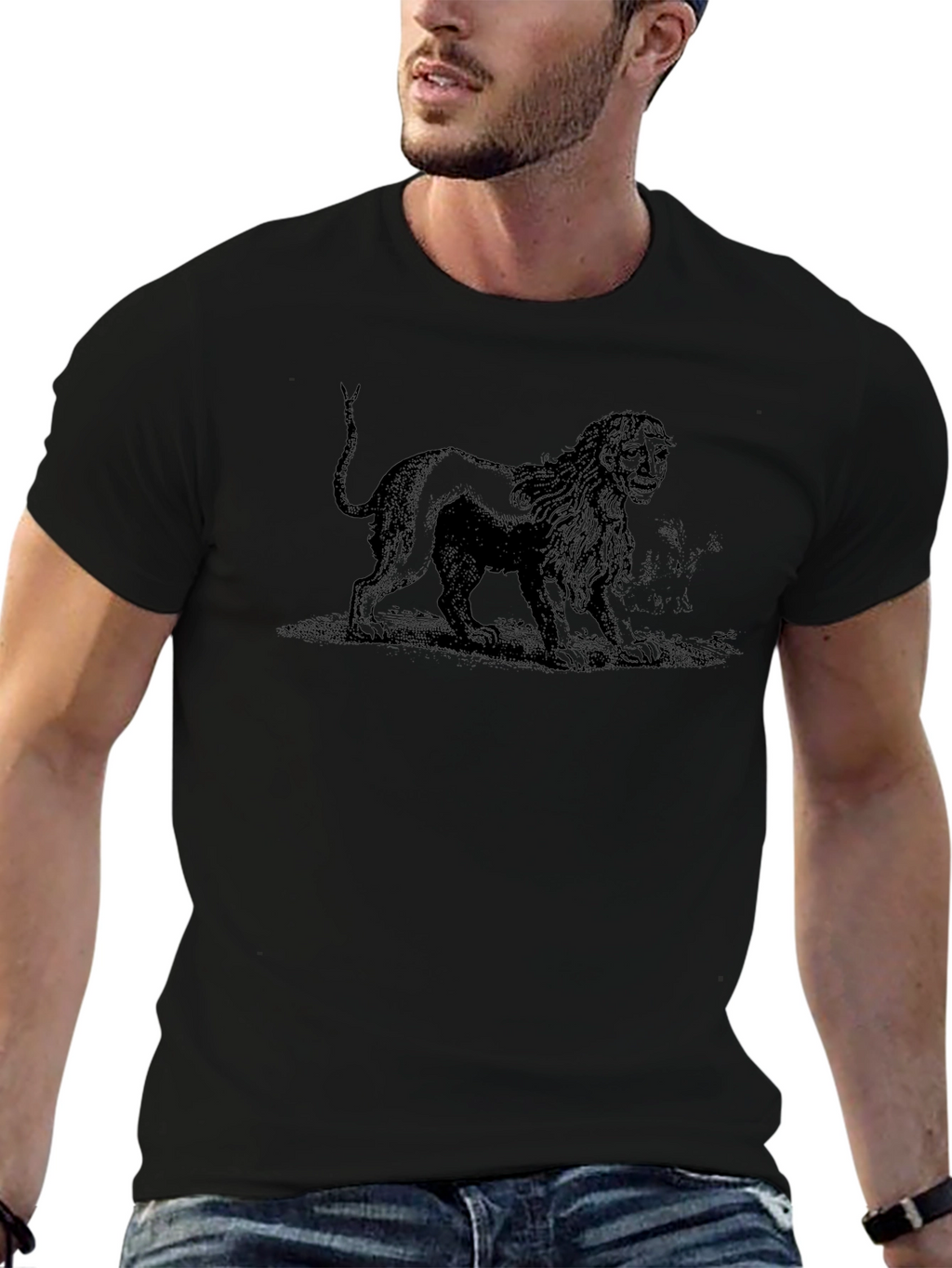 Lion Man Graphic Print T-Shirt