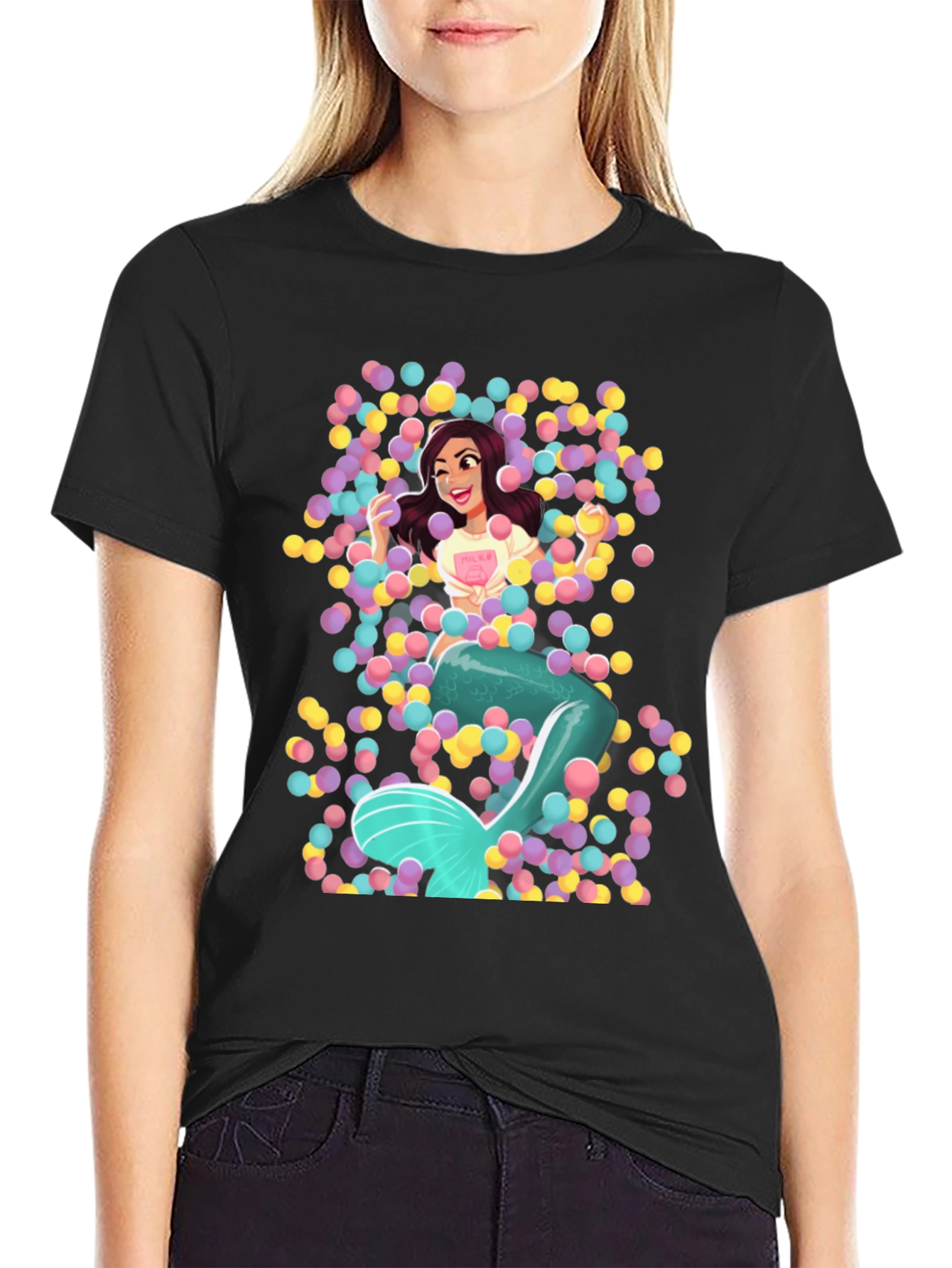 Mermaid in Ball Pit Graphic Tee - Fun Novelty T-Shirt