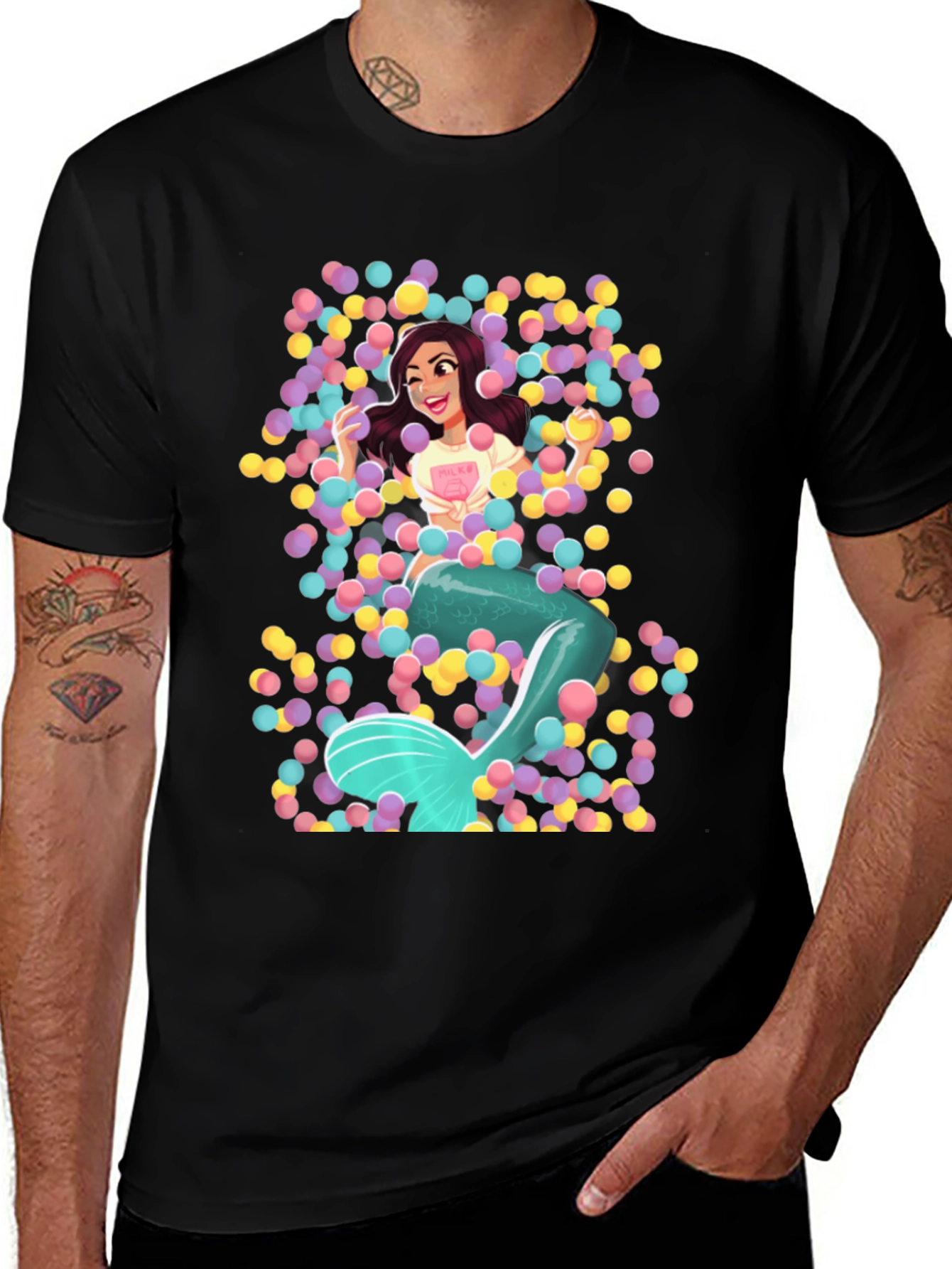 Mermaid in Ball Pit Graphic Tee - Fun Novelty T-Shirt