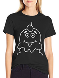 Cartoon Ice Cream Graphic T-Shirt - Black