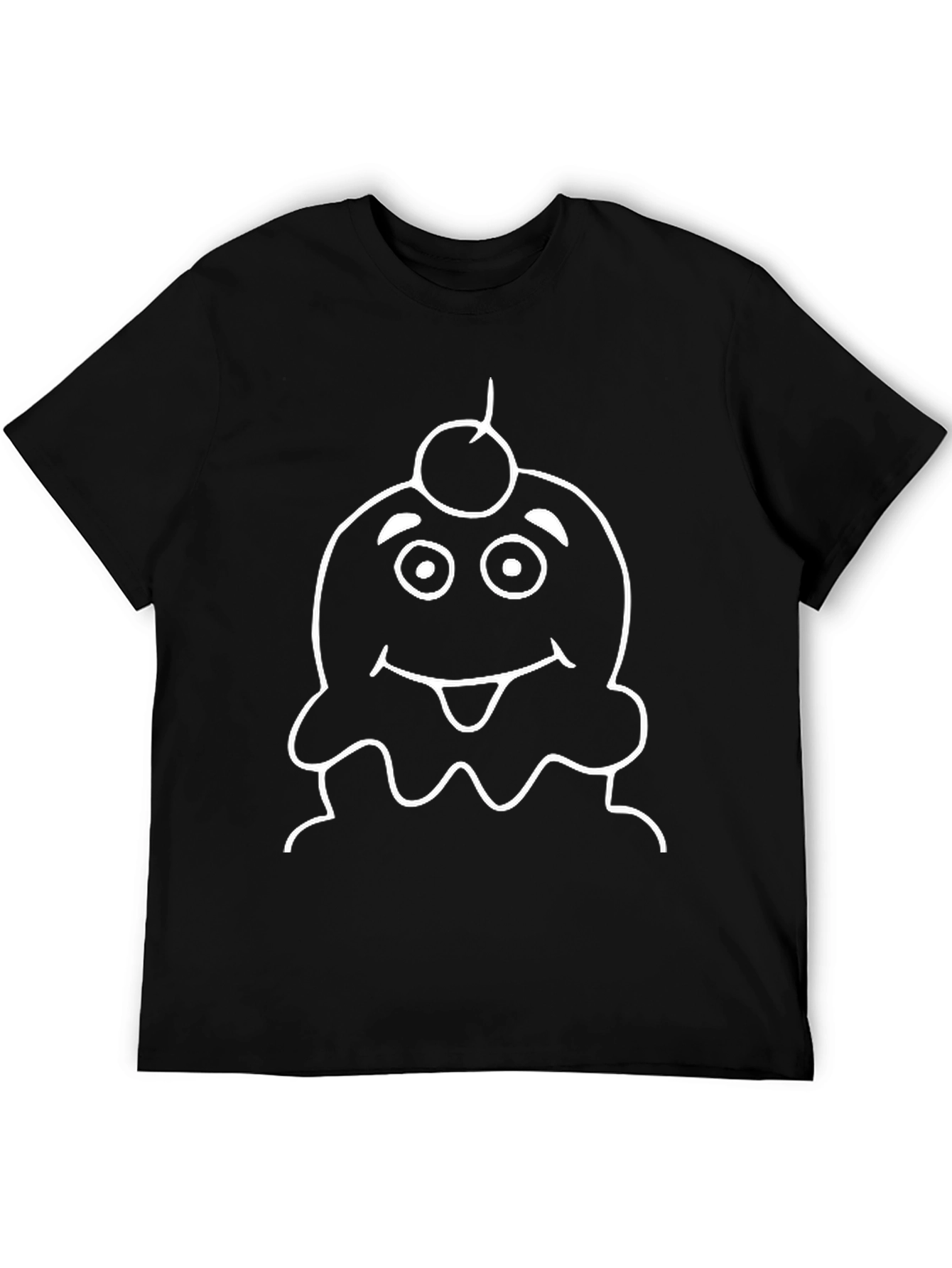 Cartoon Ice Cream Graphic T-Shirt - Black
