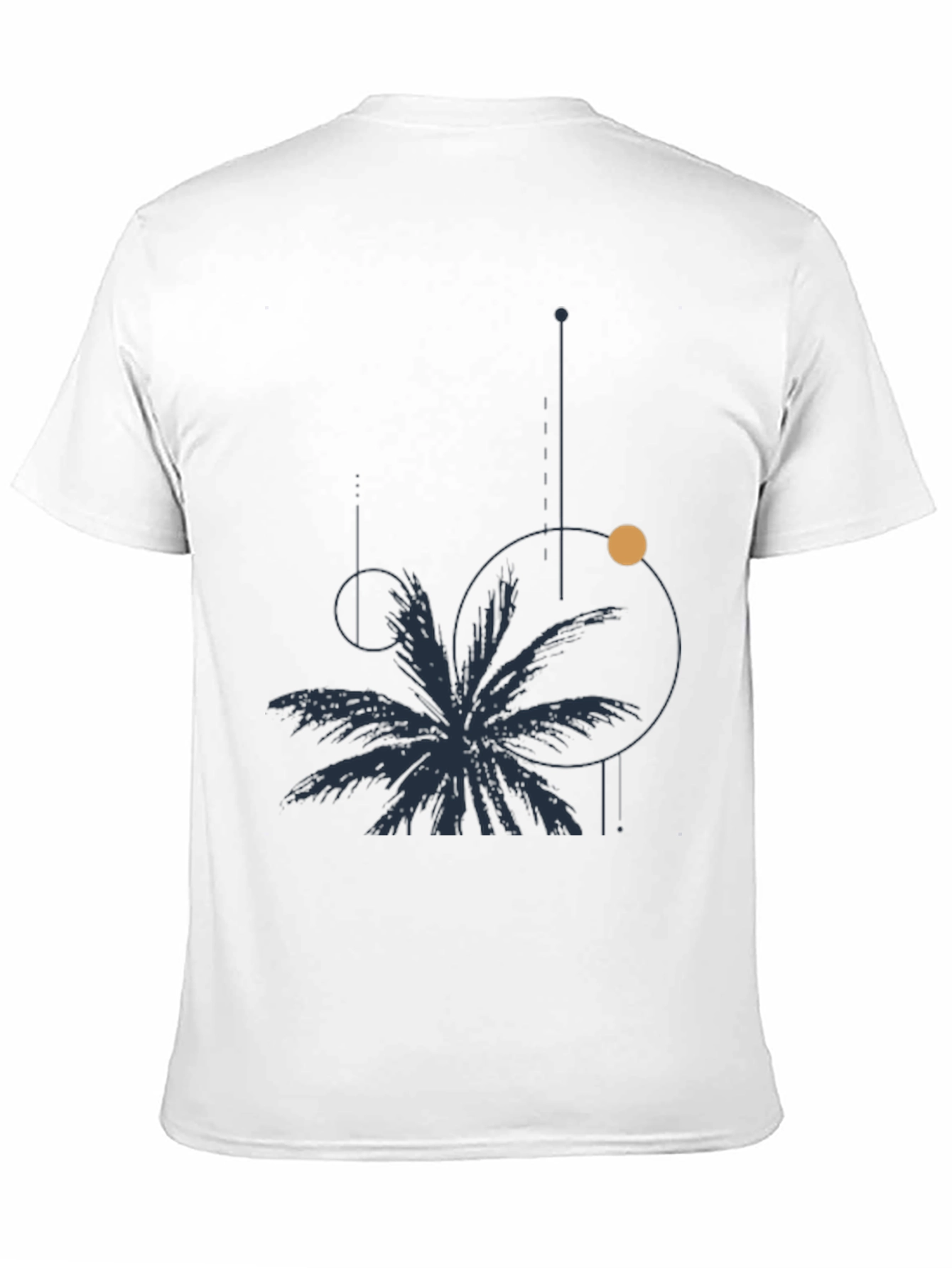 Mens Black Graphic Tee: Palm & Geometric Design